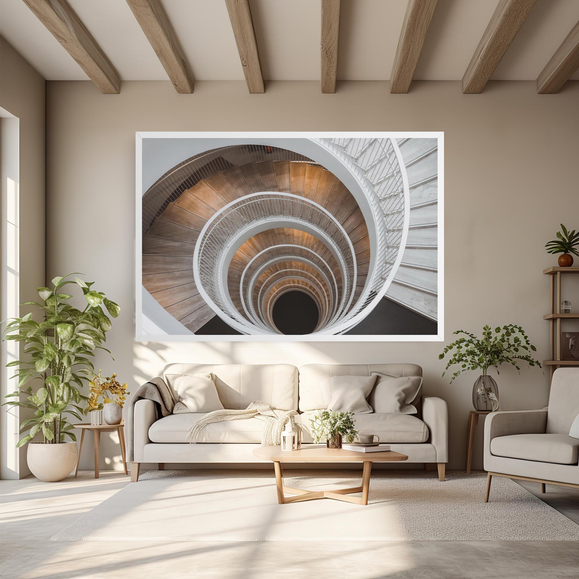 Vászonkép White Spiral Stairs mockup 6
