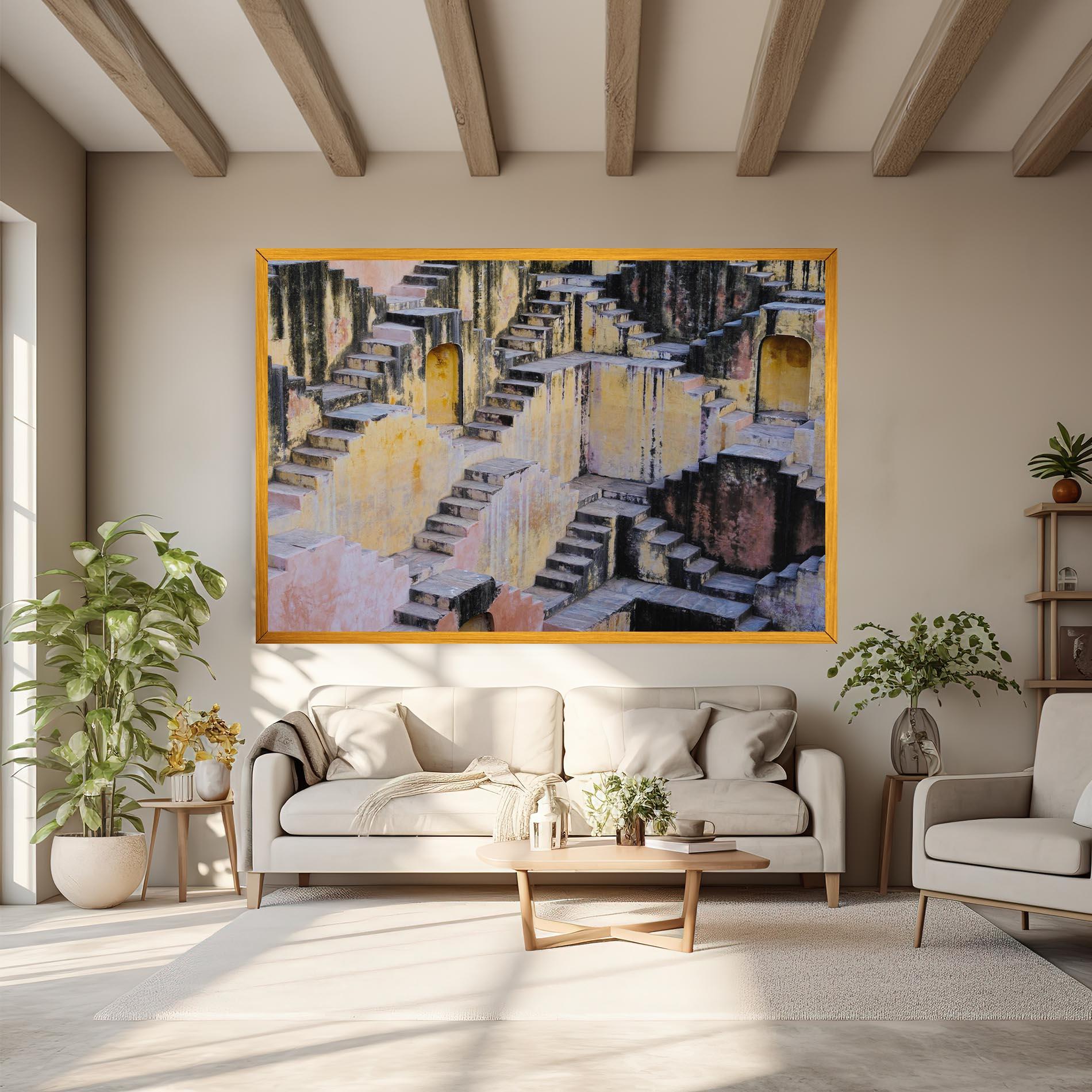 Vászonkép Old Yellow Stairs mockup 6