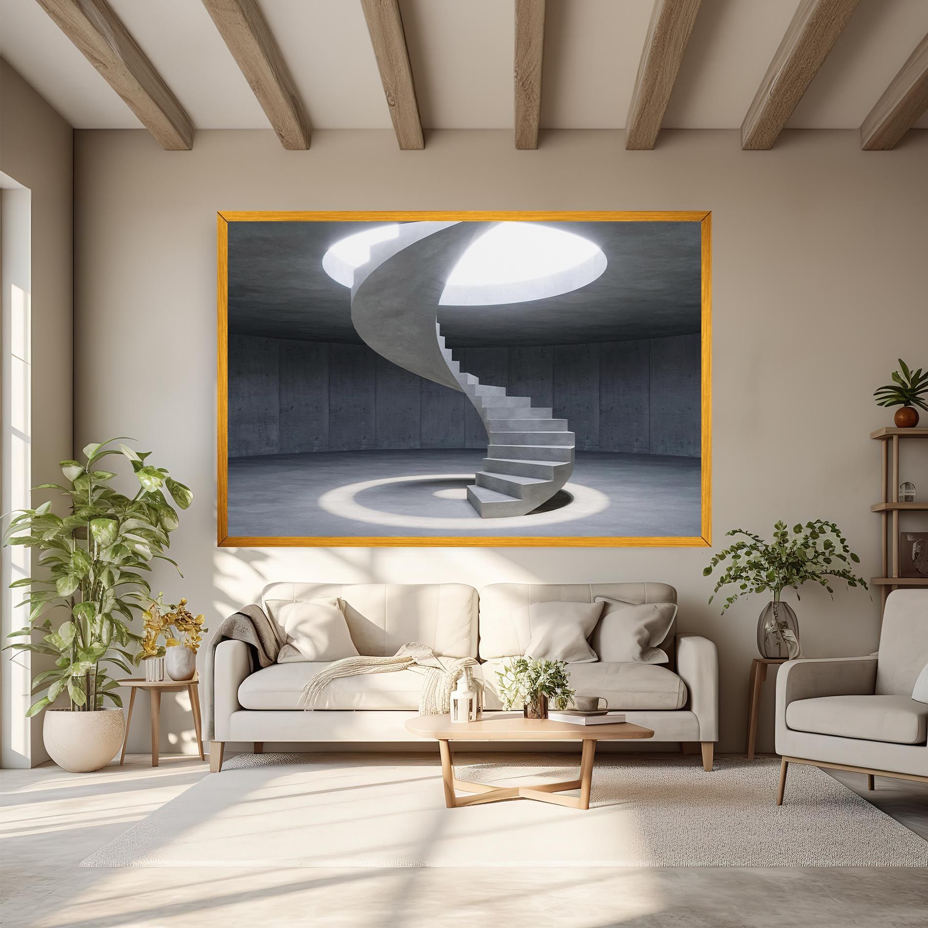 Spiral White Staircase mockup 6