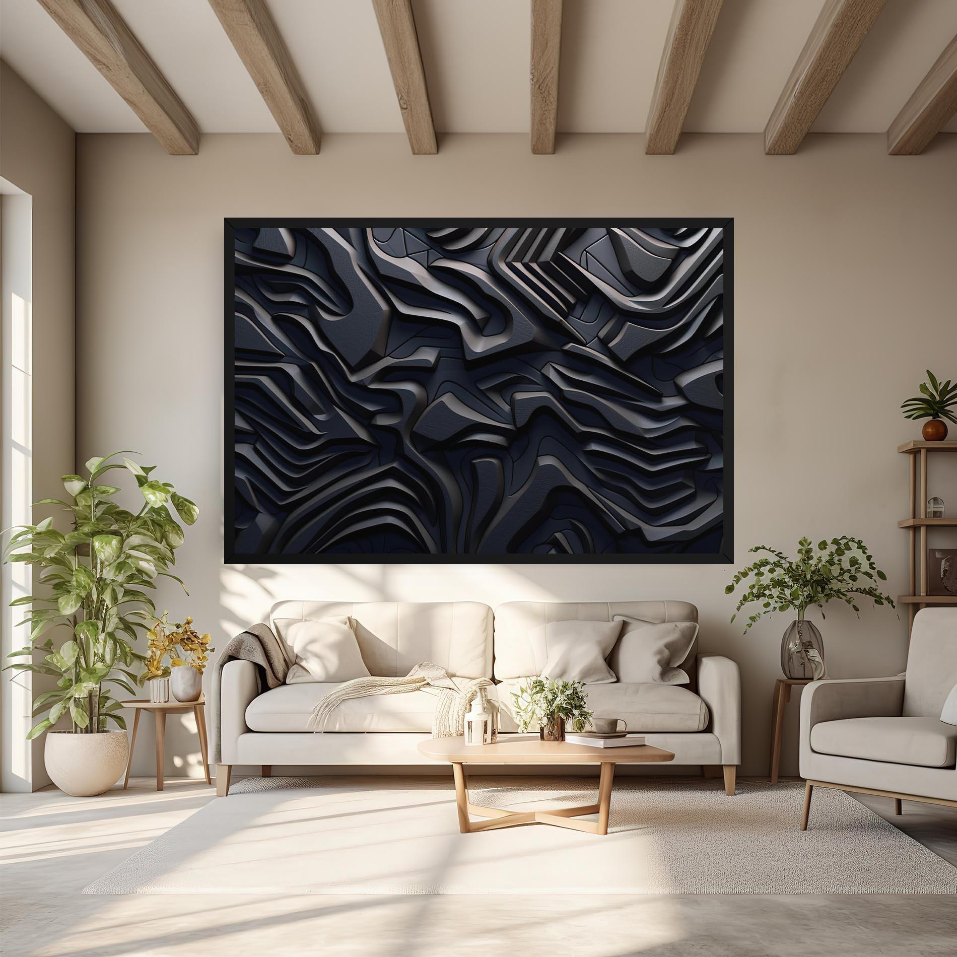 Vászonkép Black 3d Lines mockup 6