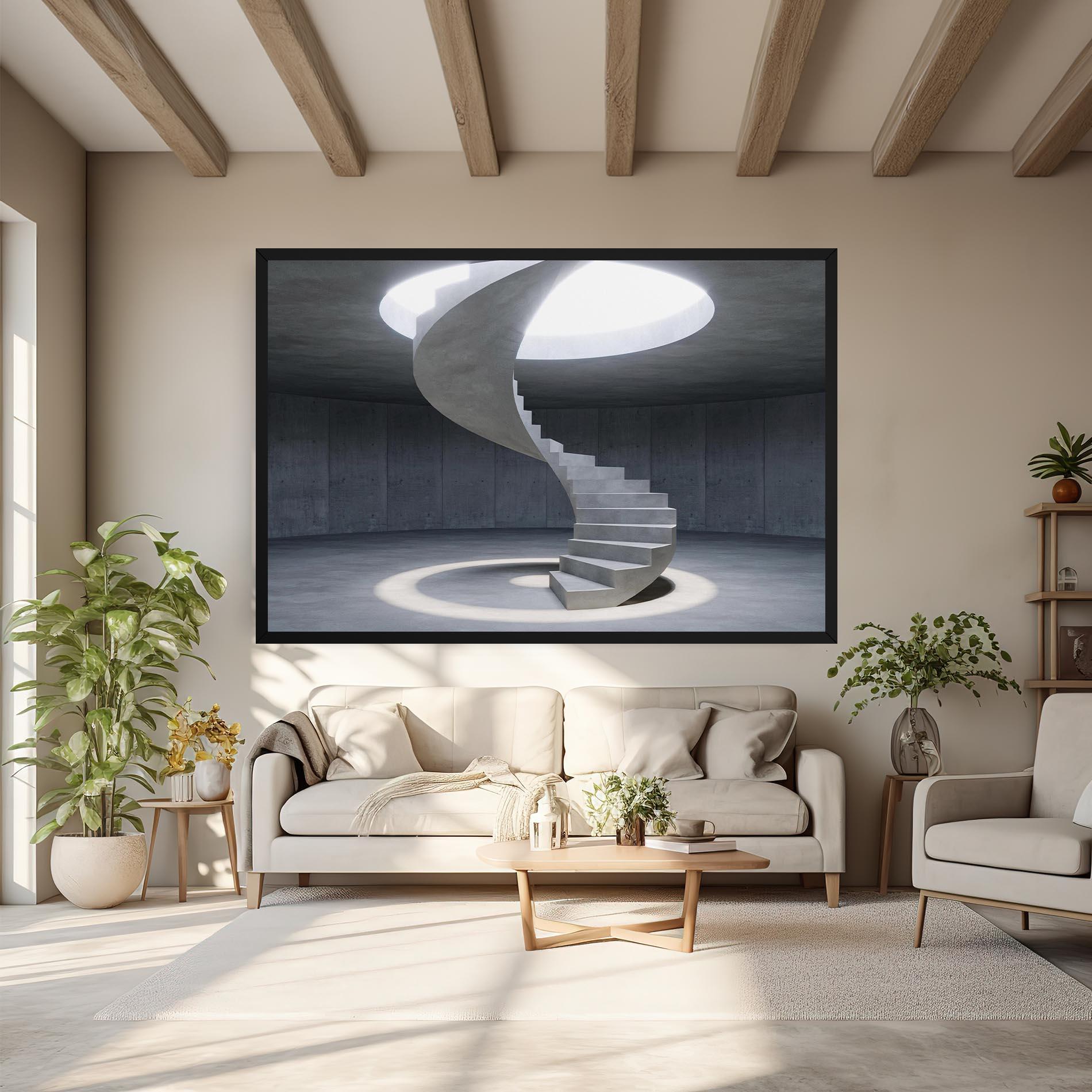 Vászonkép Spiral White Staircase mockup 6