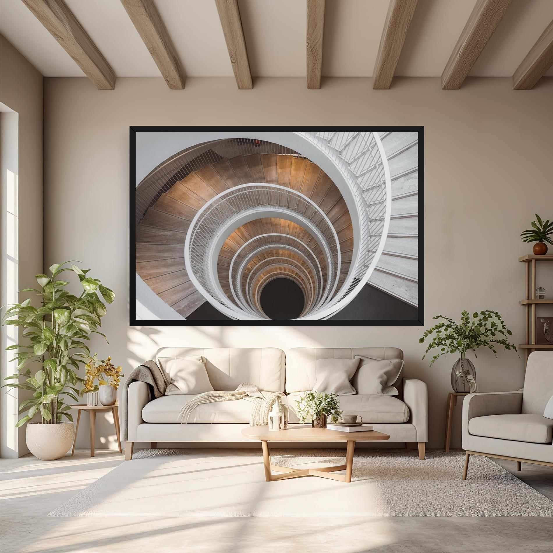 Vászonkép White Spiral Stairs mockup 6