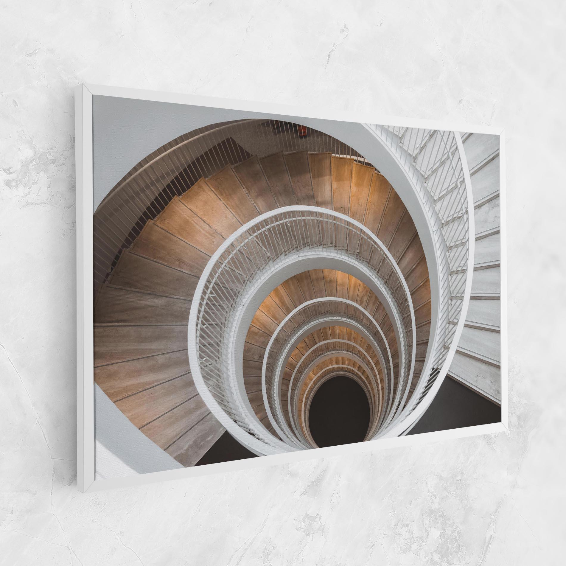 Vászonkép White Spiral Stairs mockup 1