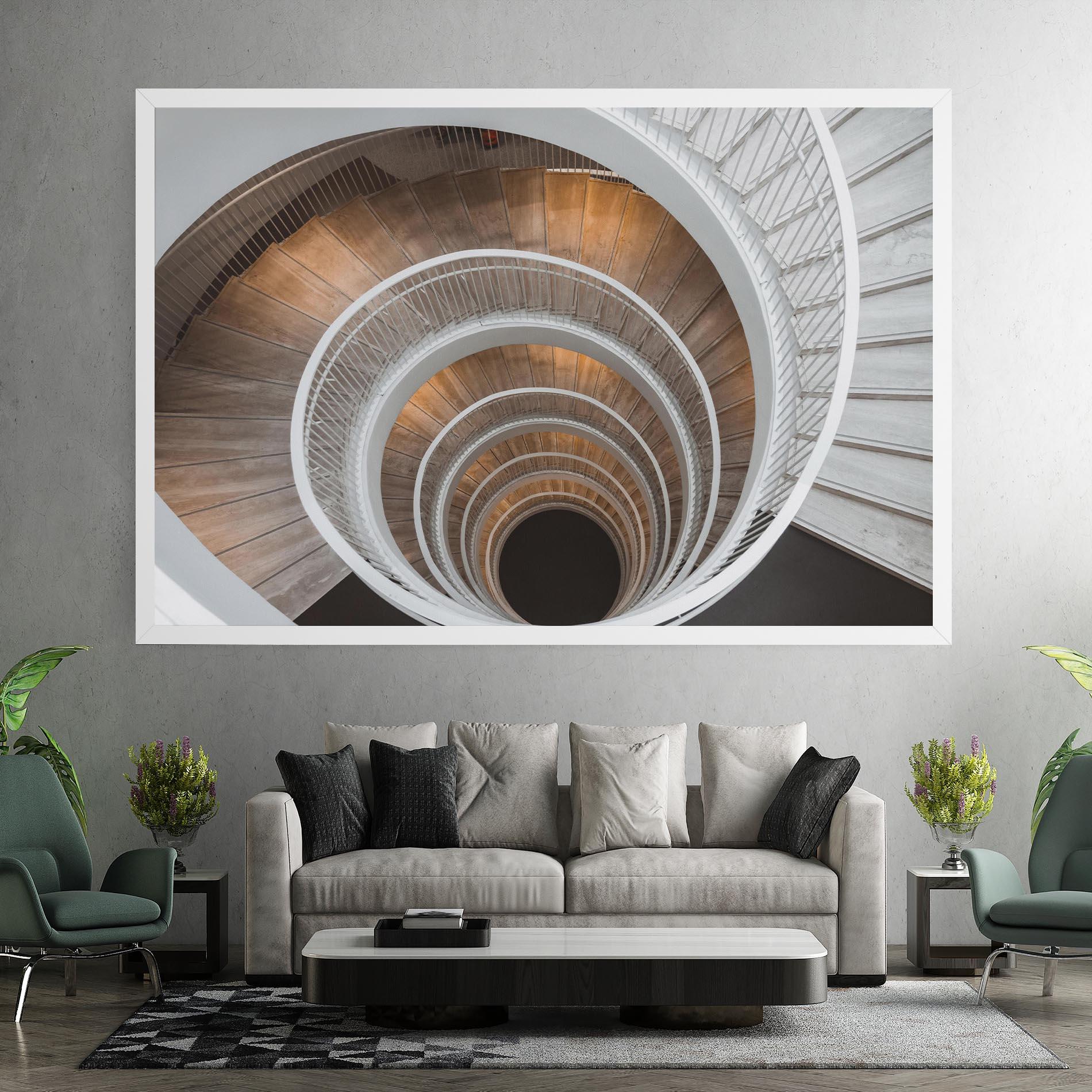 Vászonkép White Spiral Stairs mockup 7