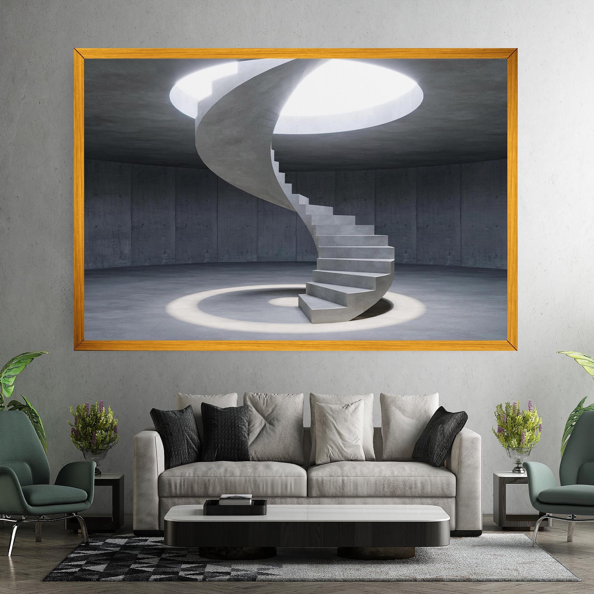 Vászonkép Spiral White Staircase mockup 7