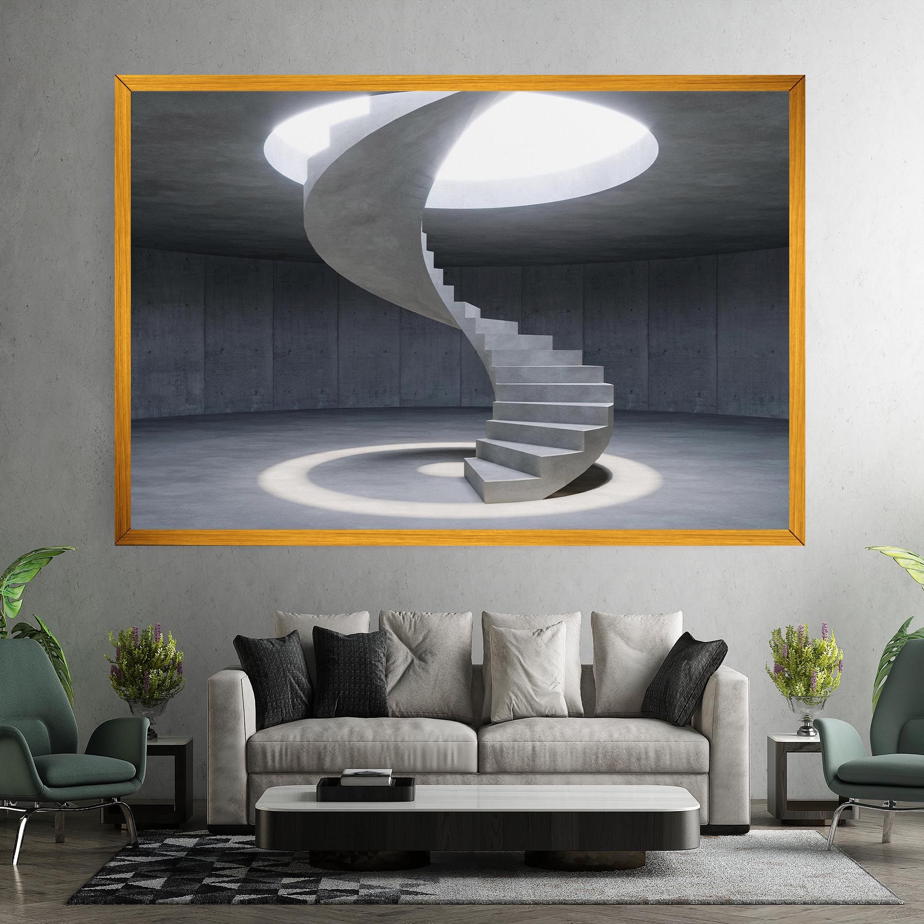 Spiral White Staircase mockup 7