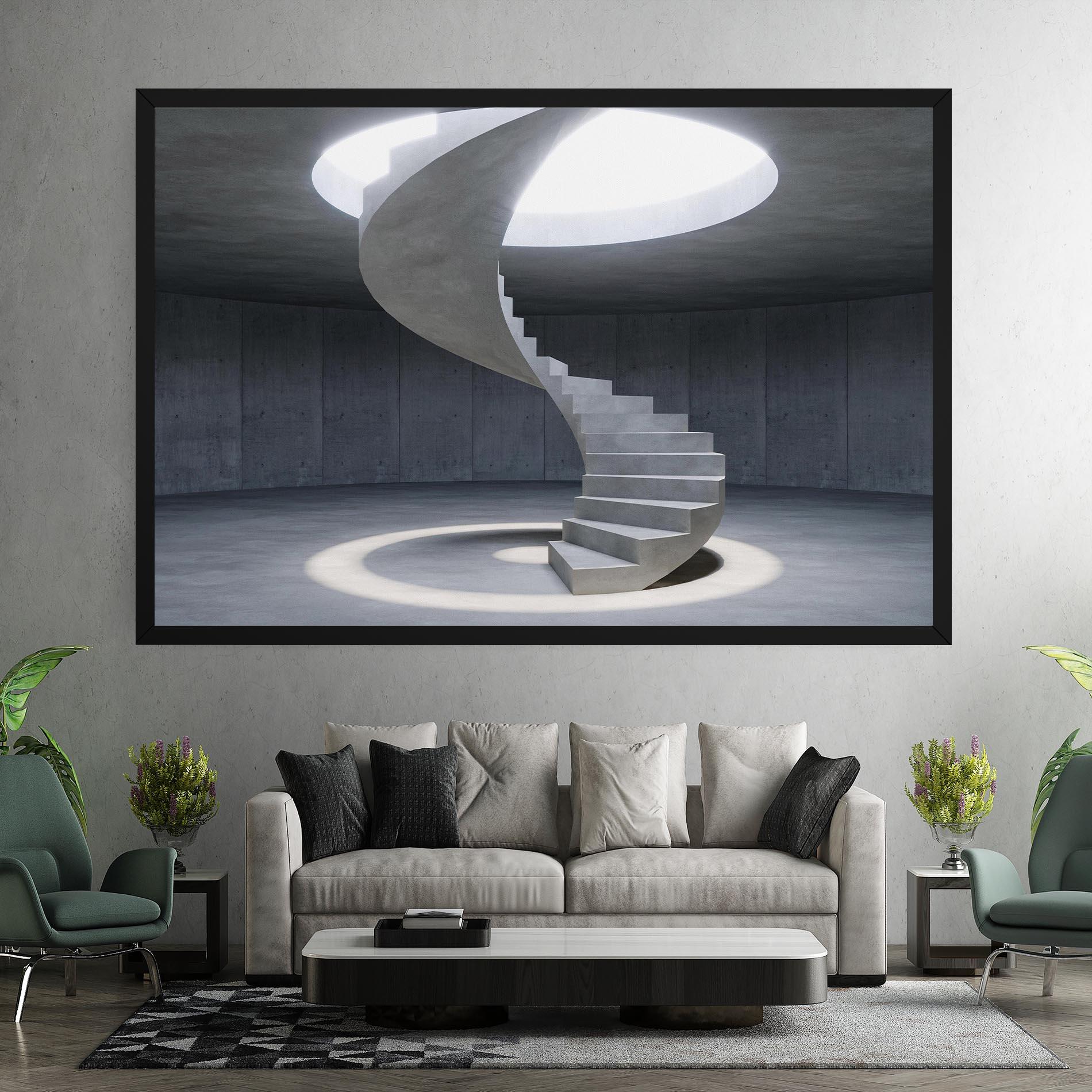 Vászonkép Spiral White Staircase mockup 7