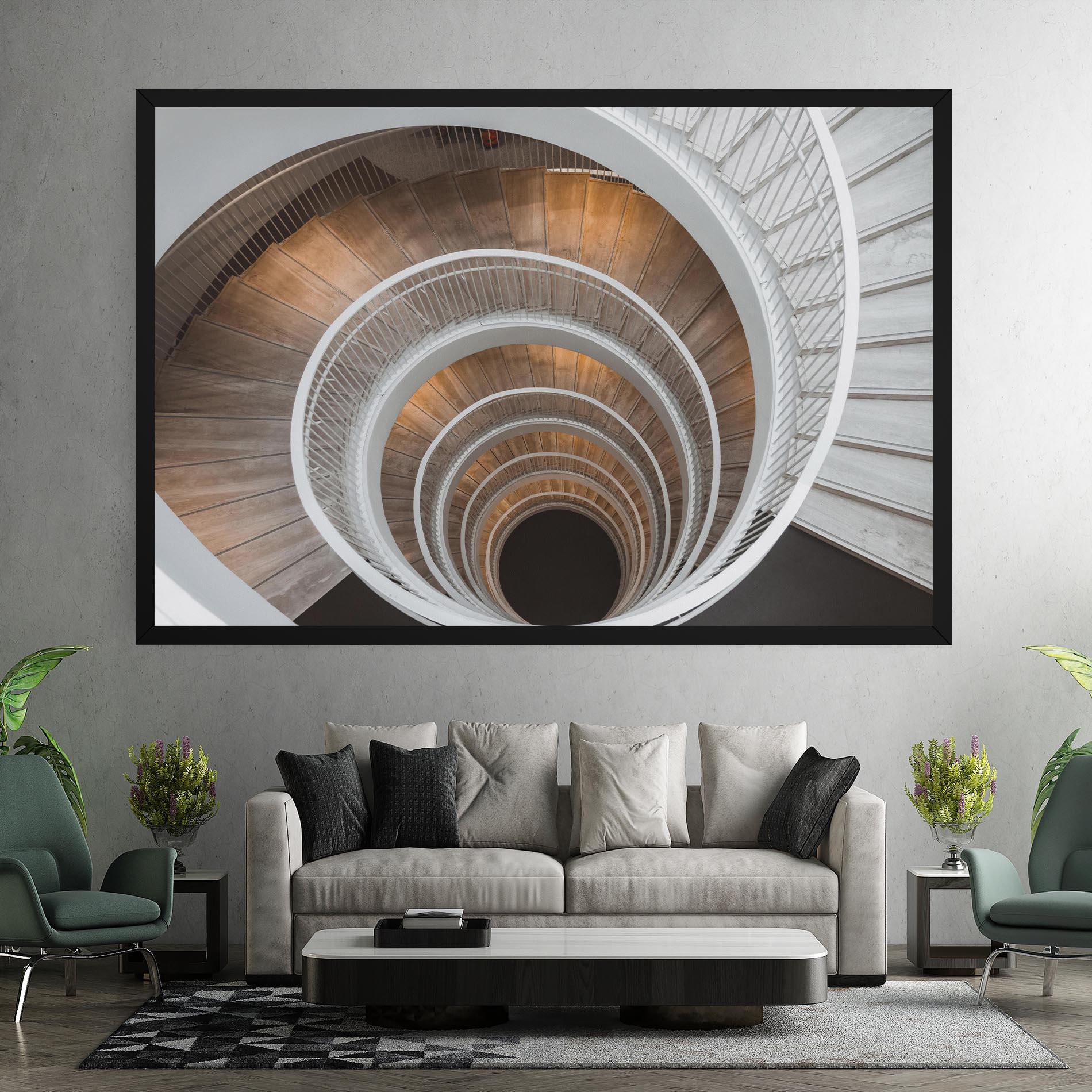 Vászonkép White Spiral Stairs mockup 7