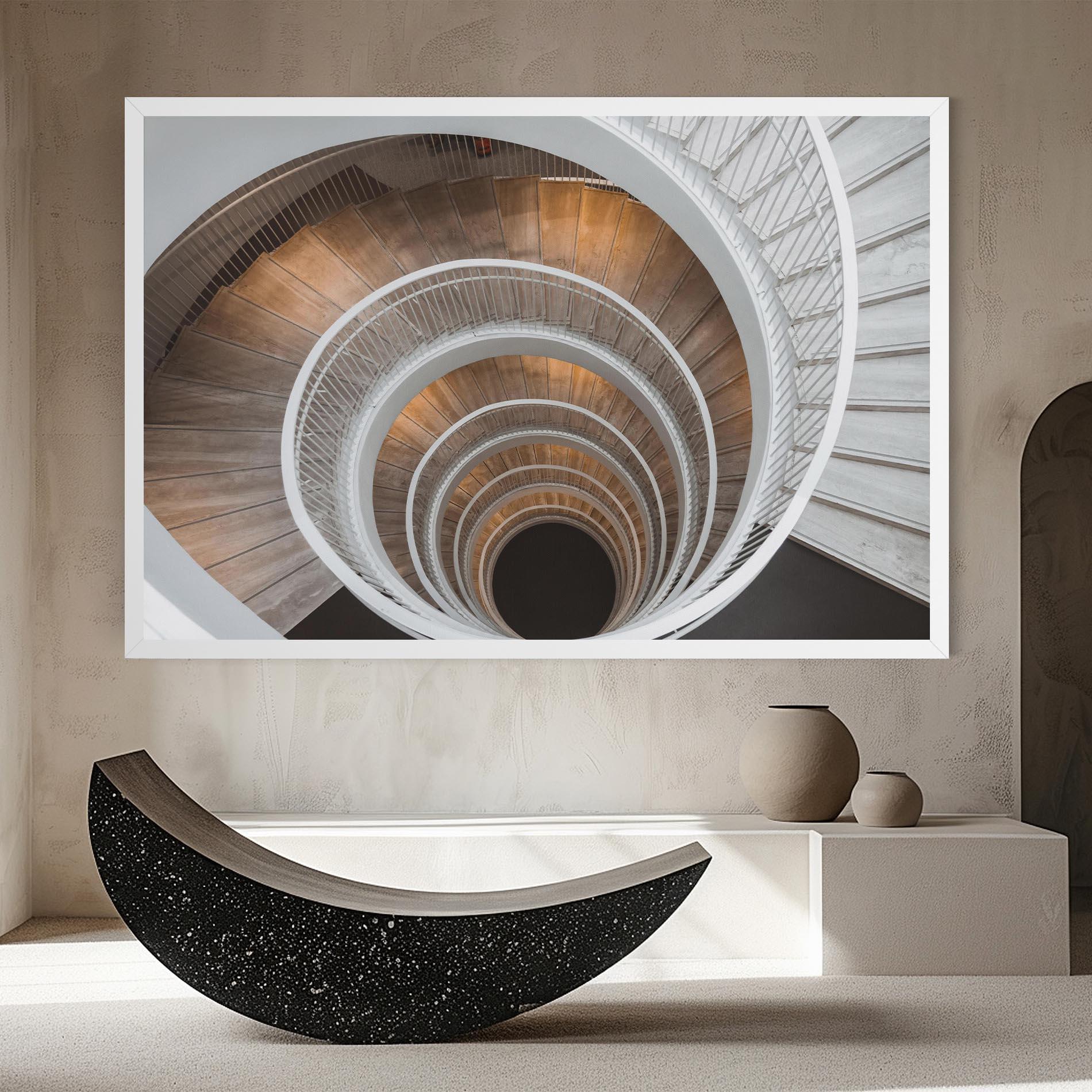 Vászonkép White Spiral Stairs mockup 8