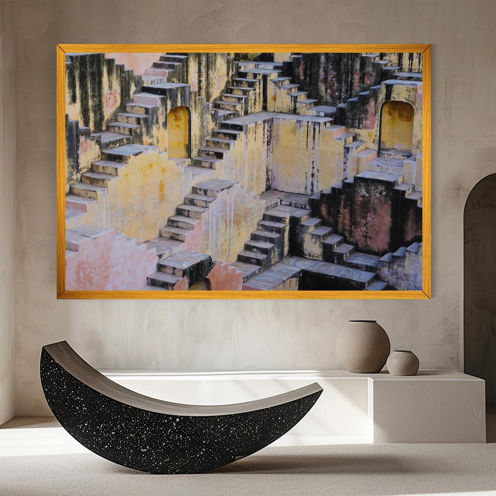 Vászonkép Old Yellow Stairs mockup 8