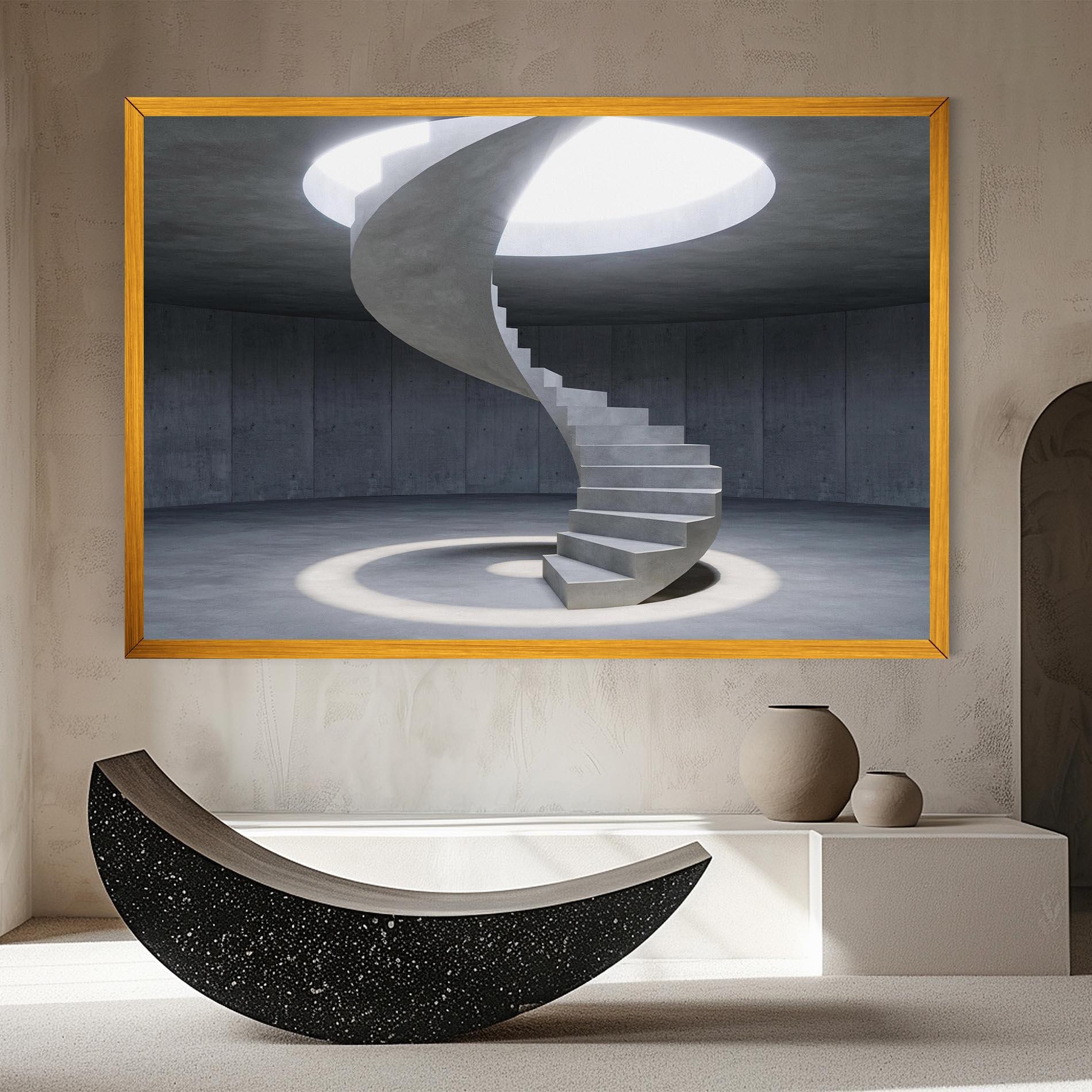 Vászonkép Spiral White Staircase mockup 8