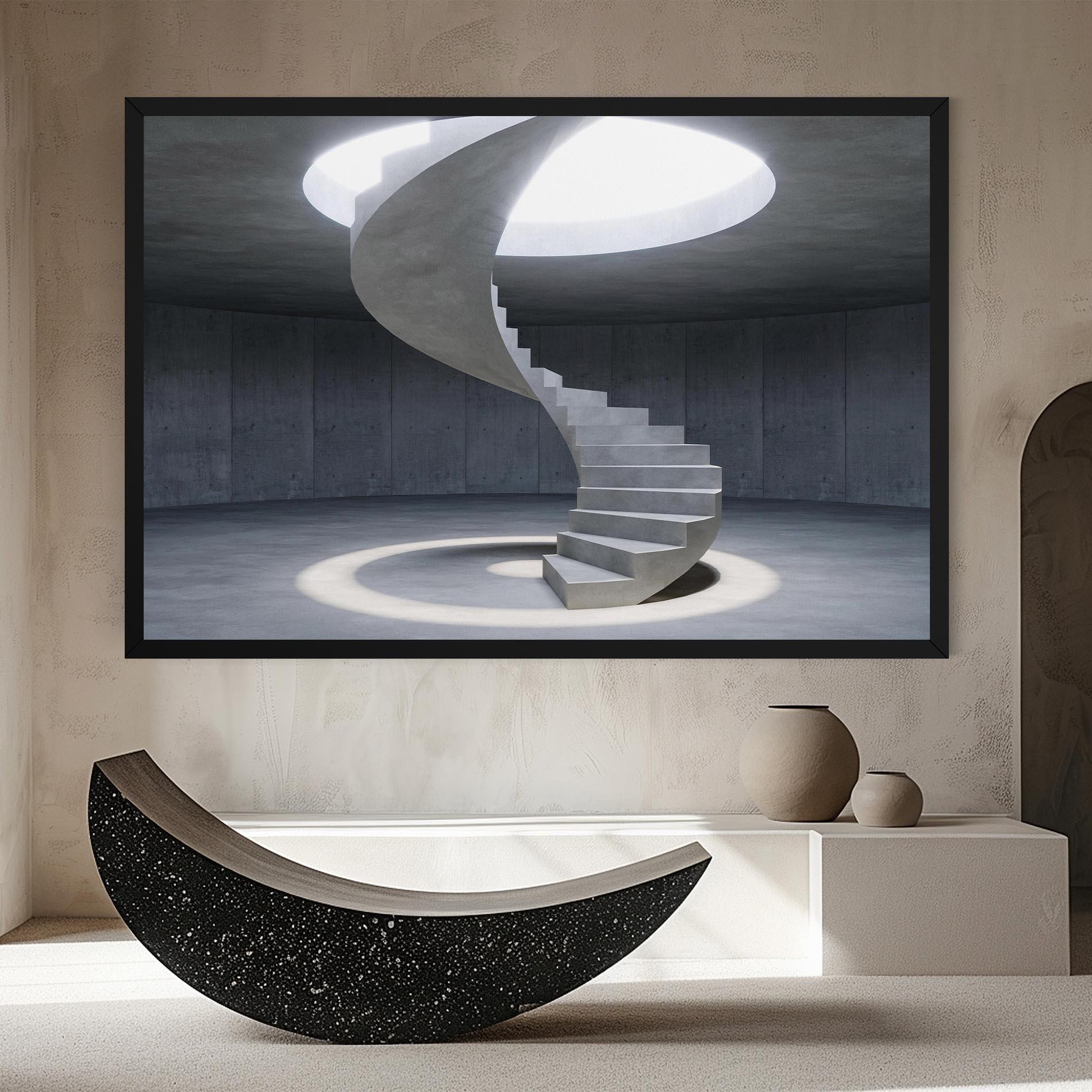 Vászonkép Spiral White Staircase mockup 8