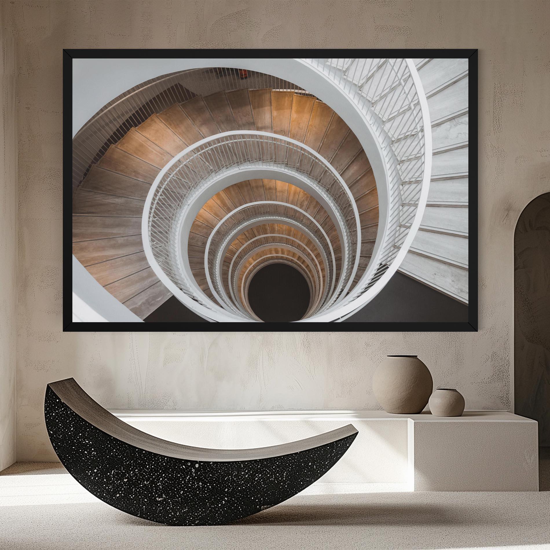 Vászonkép White Spiral Stairs mockup 8