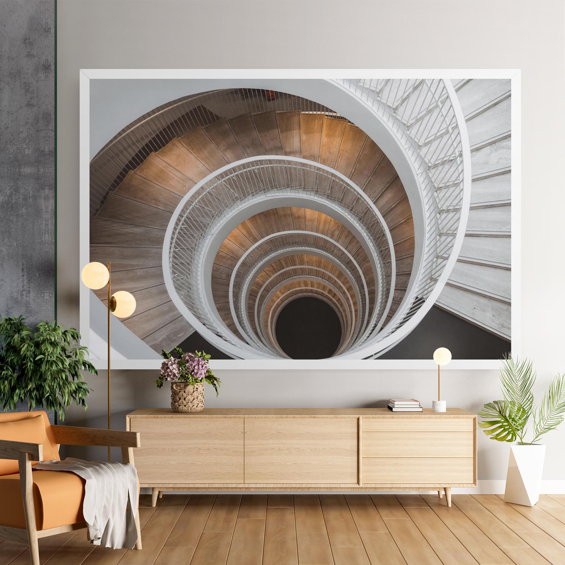 Vászonkép White Spiral Stairs mockup 9