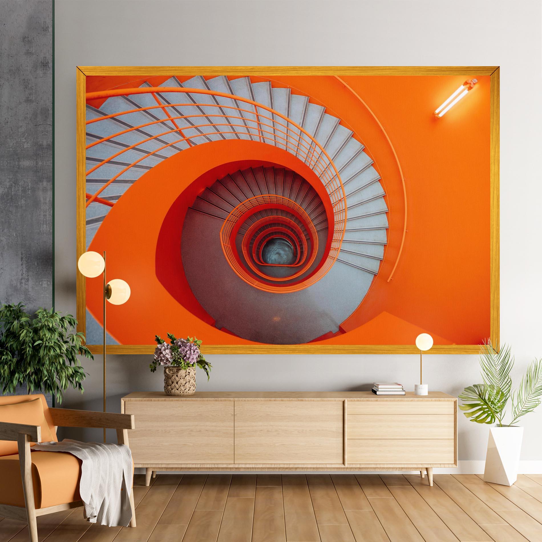 Vászonkép Grey Orange Stairs mockup 9