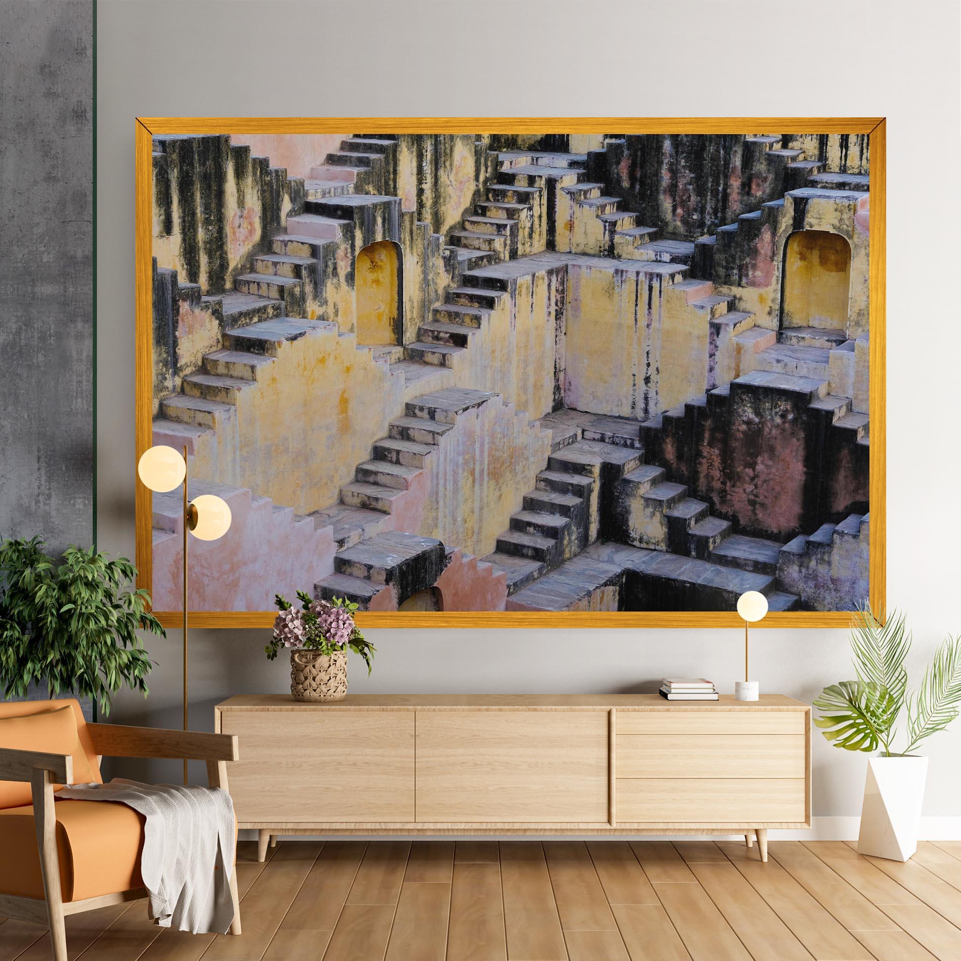 Vászonkép Old Yellow Stairs mockup 9