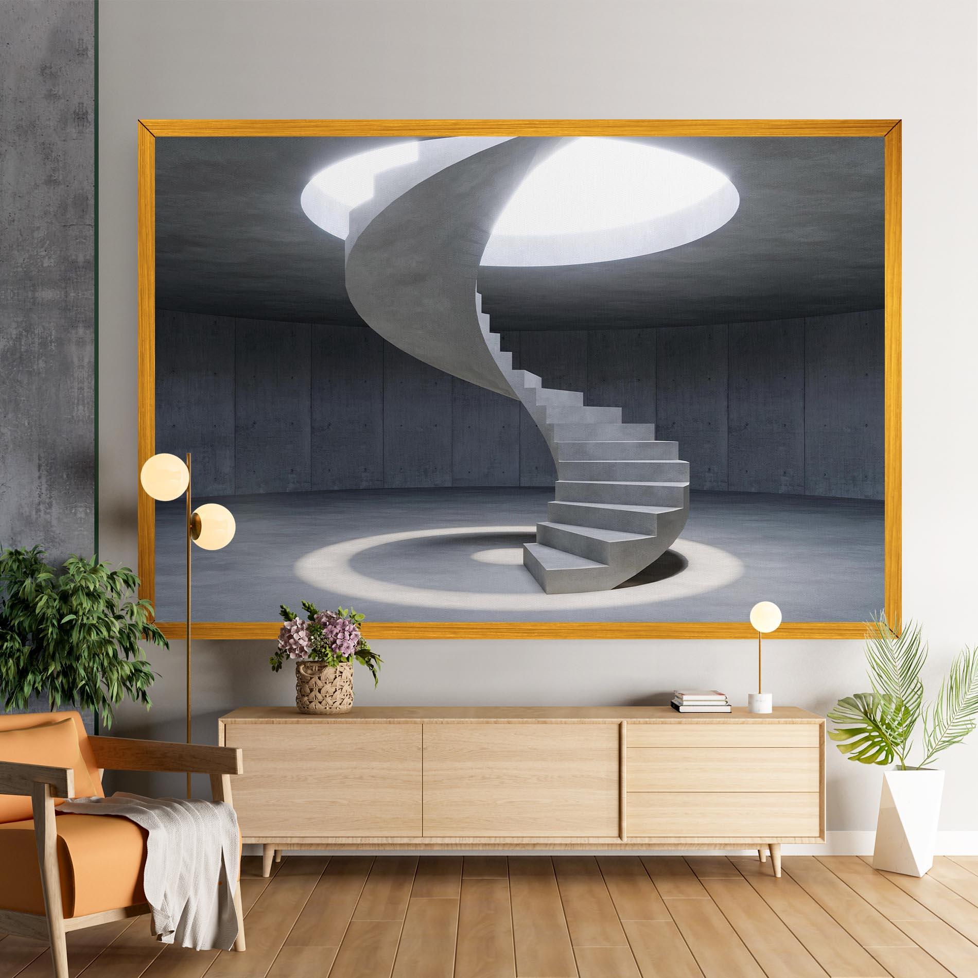 Vászonkép Spiral White Staircase mockup 9