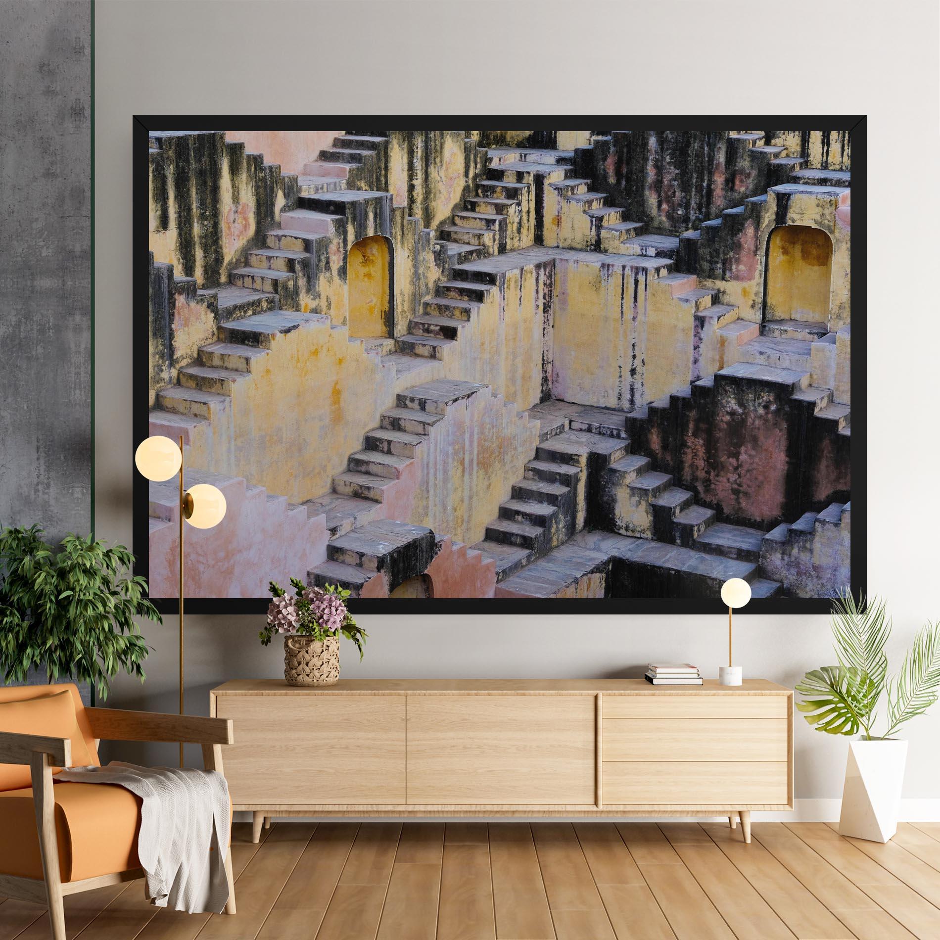 Vászonkép Old Yellow Stairs mockup 9