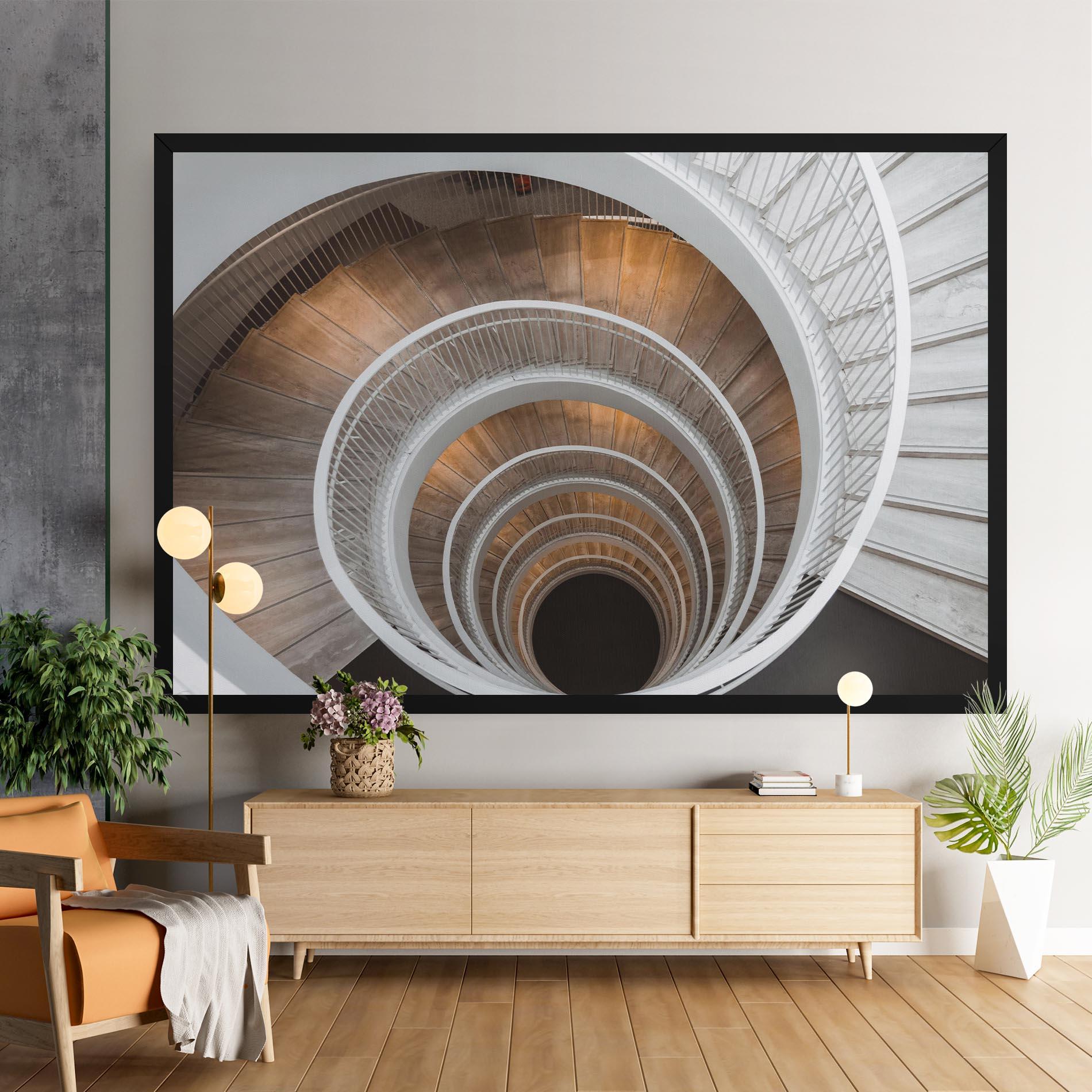 Vászonkép White Spiral Stairs mockup 9
