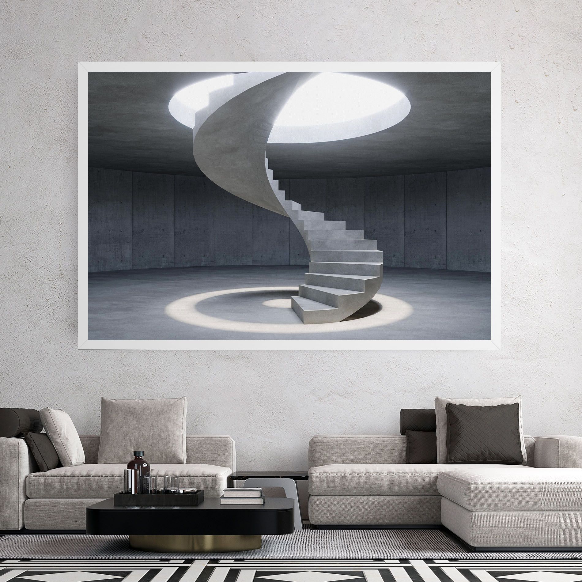 Spiral White Staircase mockup 2