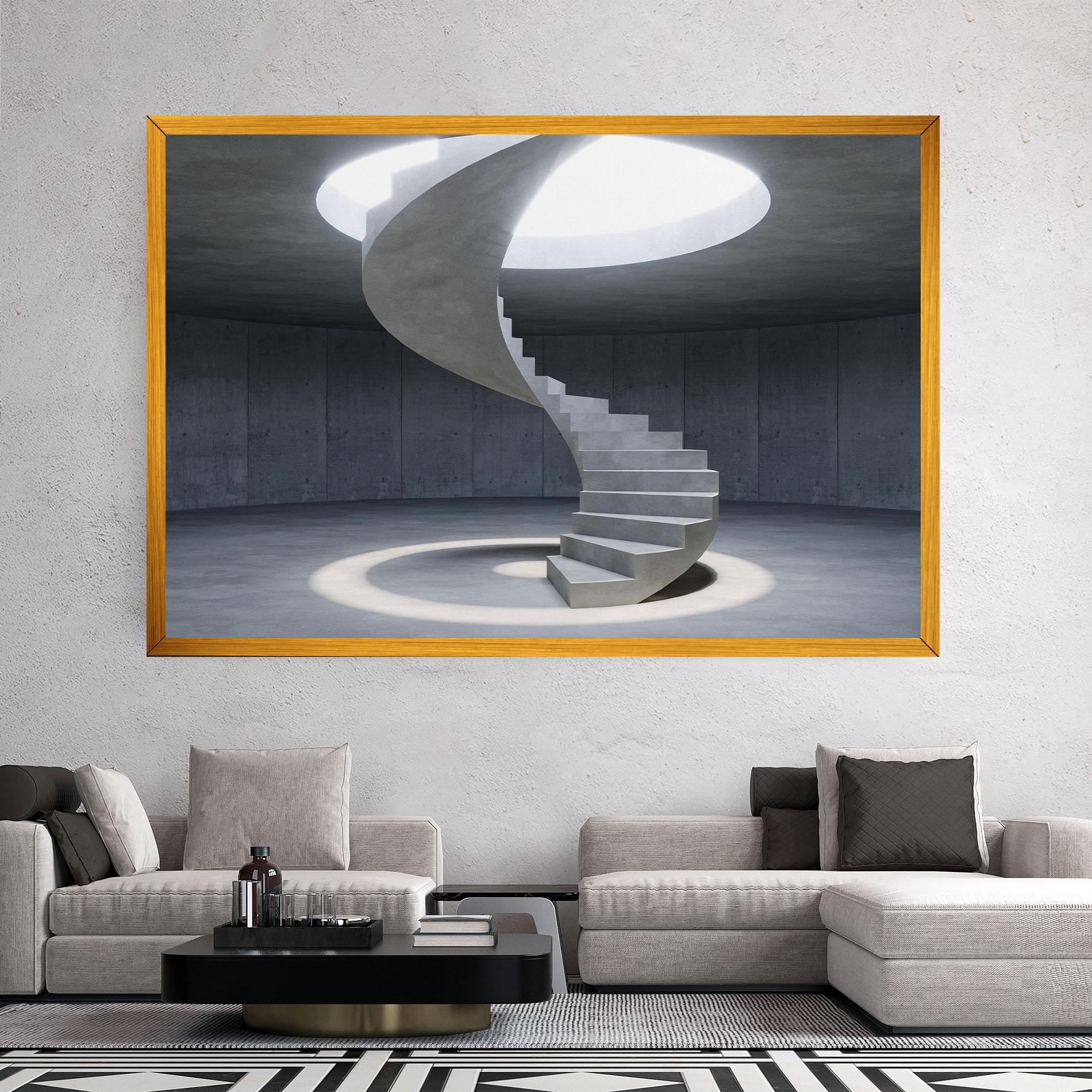 Vászonkép Spiral White Staircase mockup 2