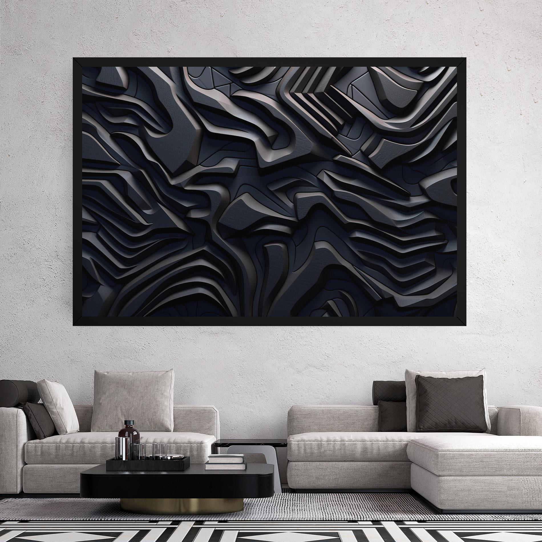 Vászonkép Black 3d Lines mockup 2