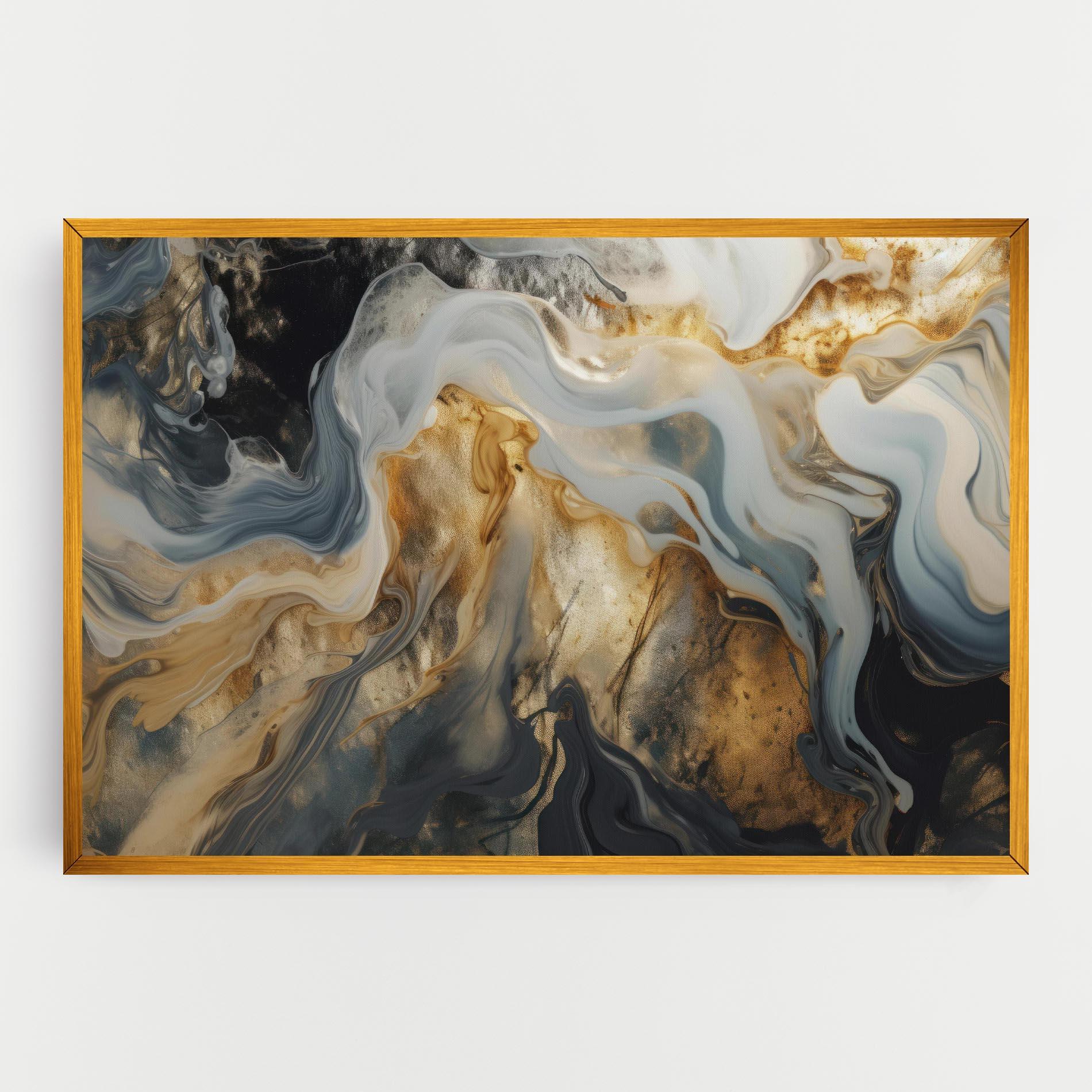 Vászonkép Grey Gold Liquid Marble mockup 0