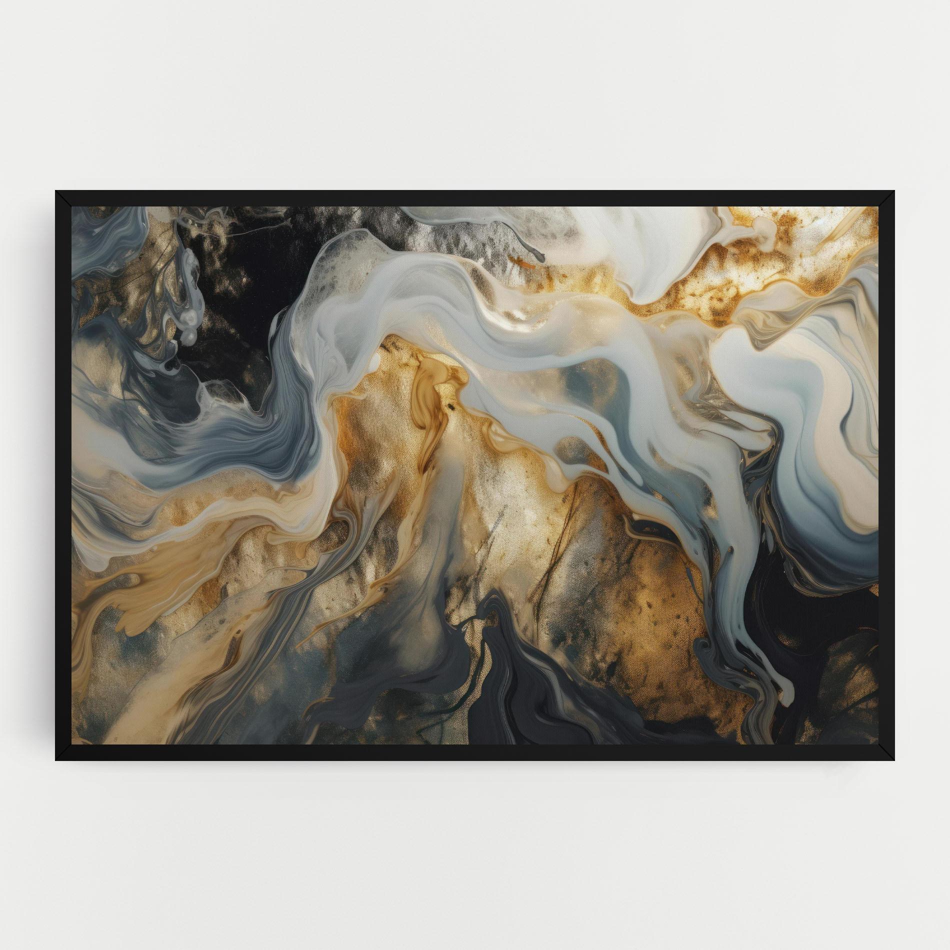 Vászonkép Grey Gold Liquid Marble mockup 0
