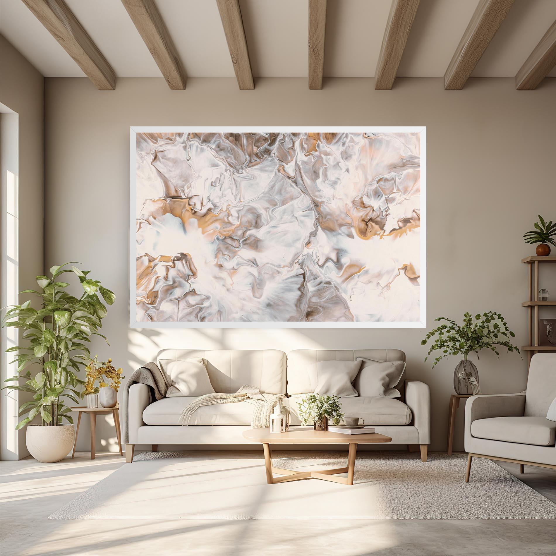 Vászonkép White Gold Abstract mockup 6