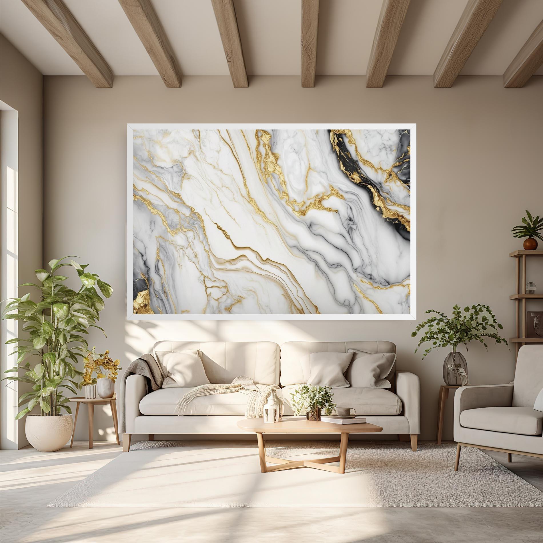 Vászonkép White Golden Marble mockup 6