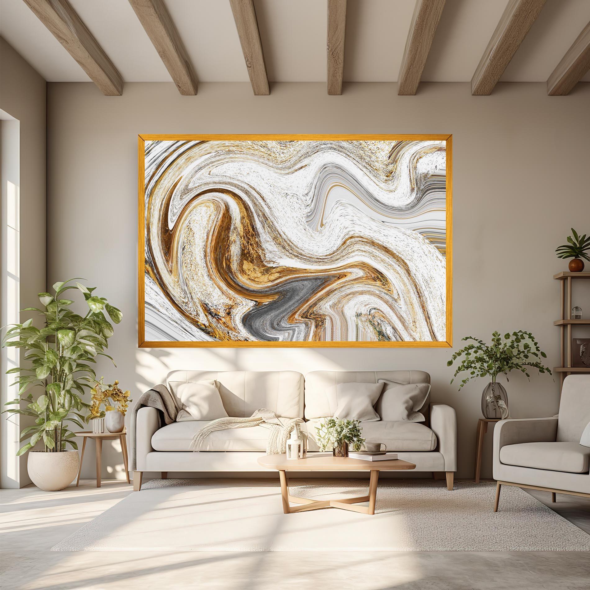 Vászonkép Gold White Liquid mockup 6