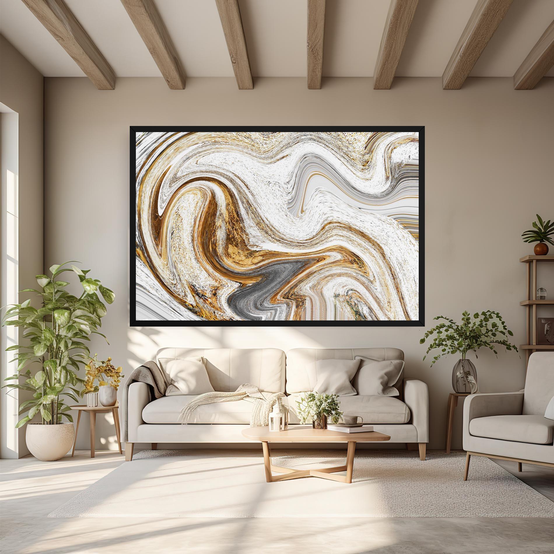 Vászonkép Gold White Liquid mockup 6