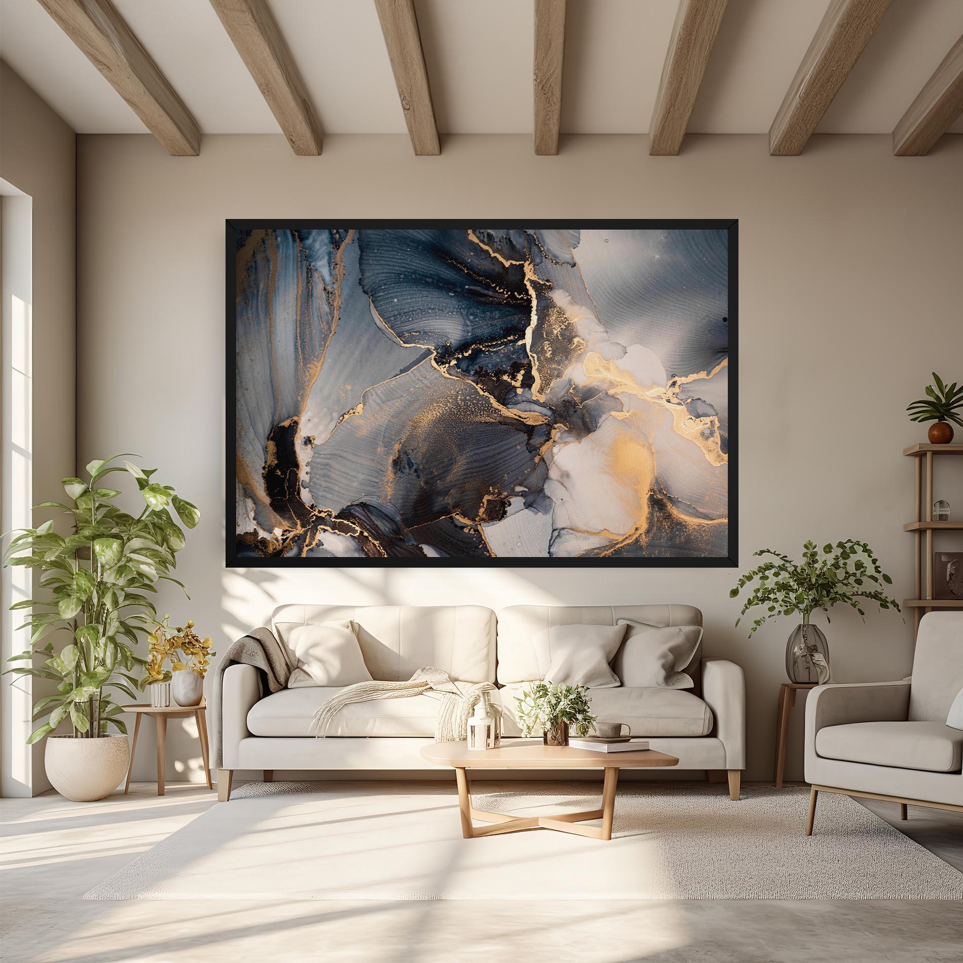Vászonkép Golden Abstract Marble mockup 6