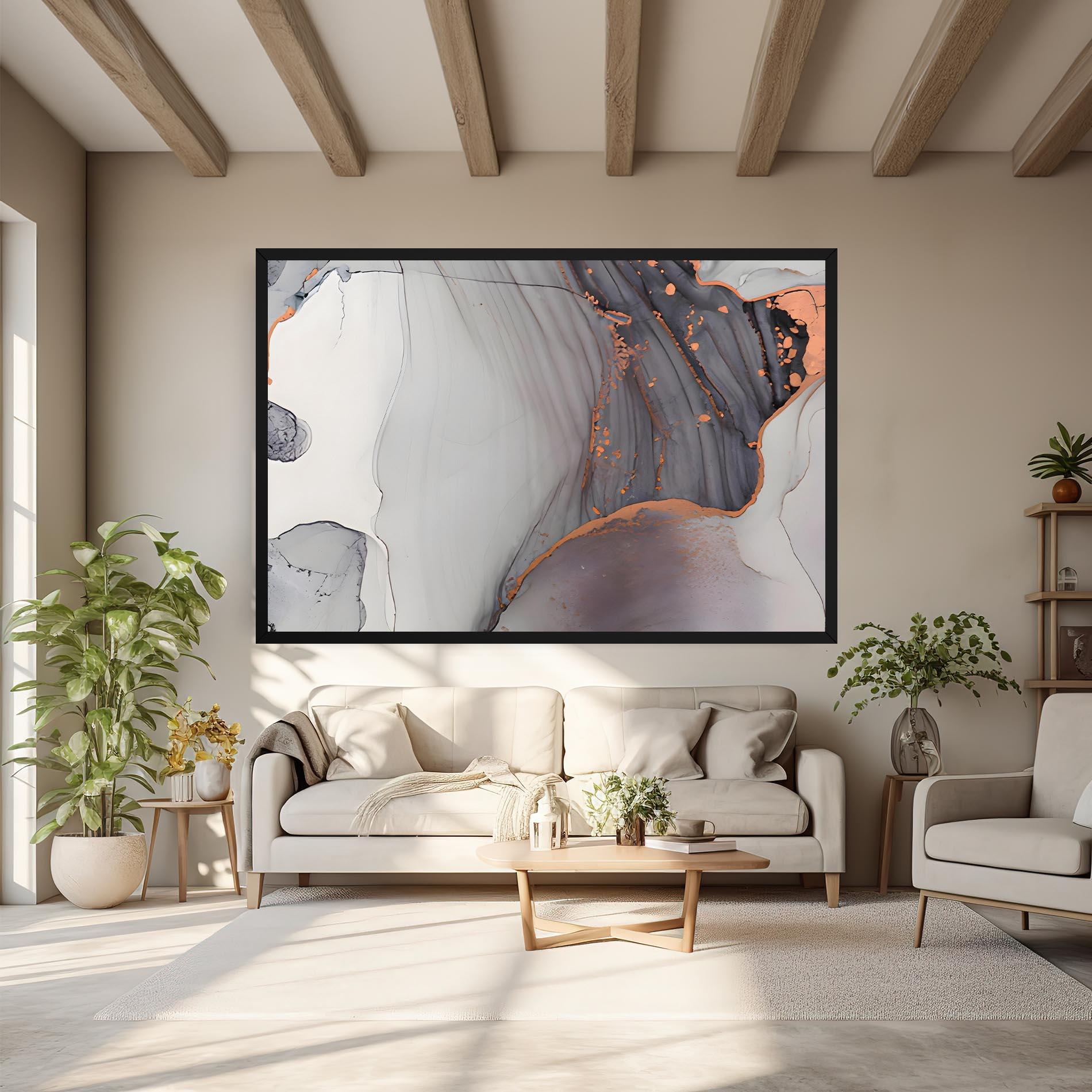 Vászonkép Grey Pink Liquid Marble mockup 6