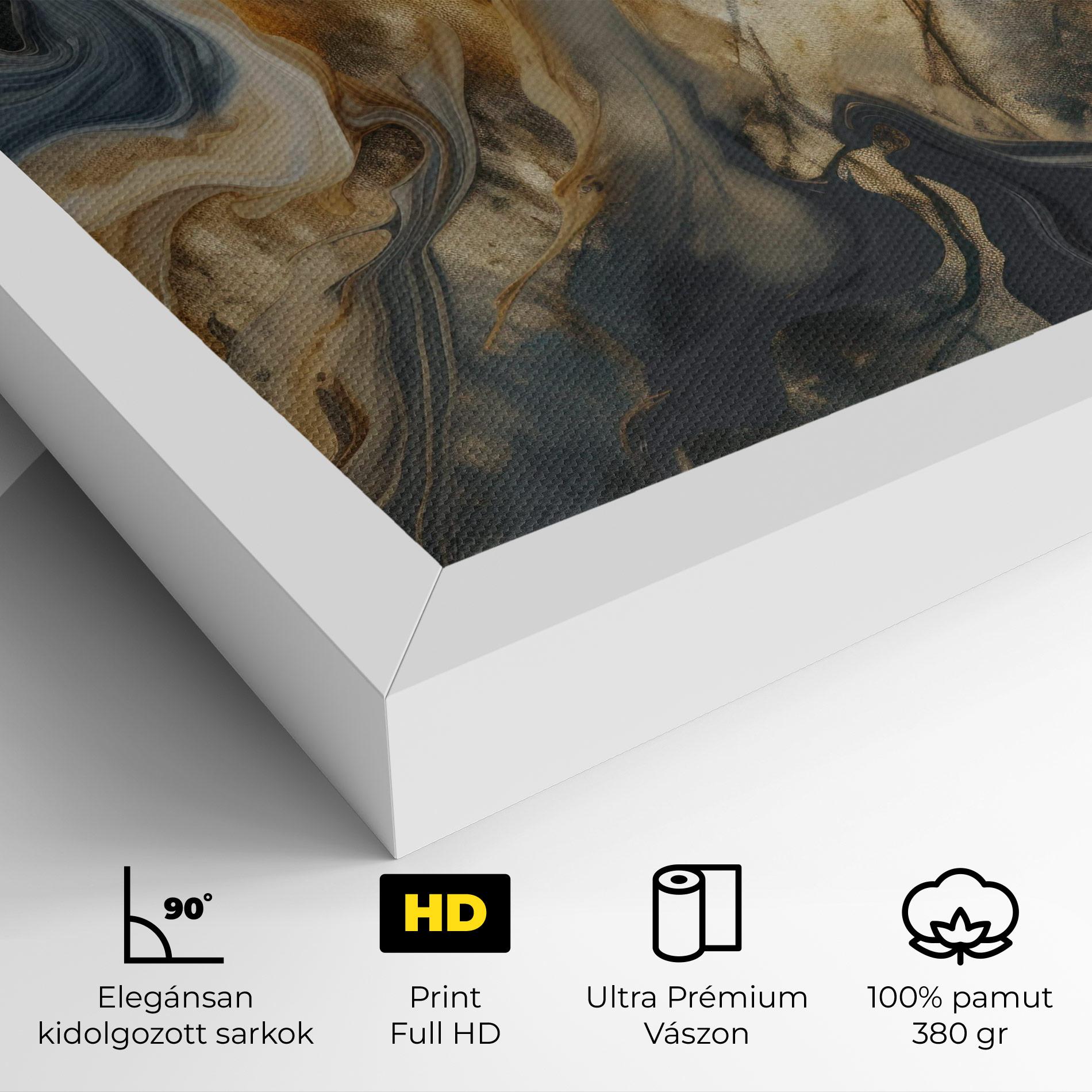 Vászonkép Grey Gold Liquid Marble mockup 4