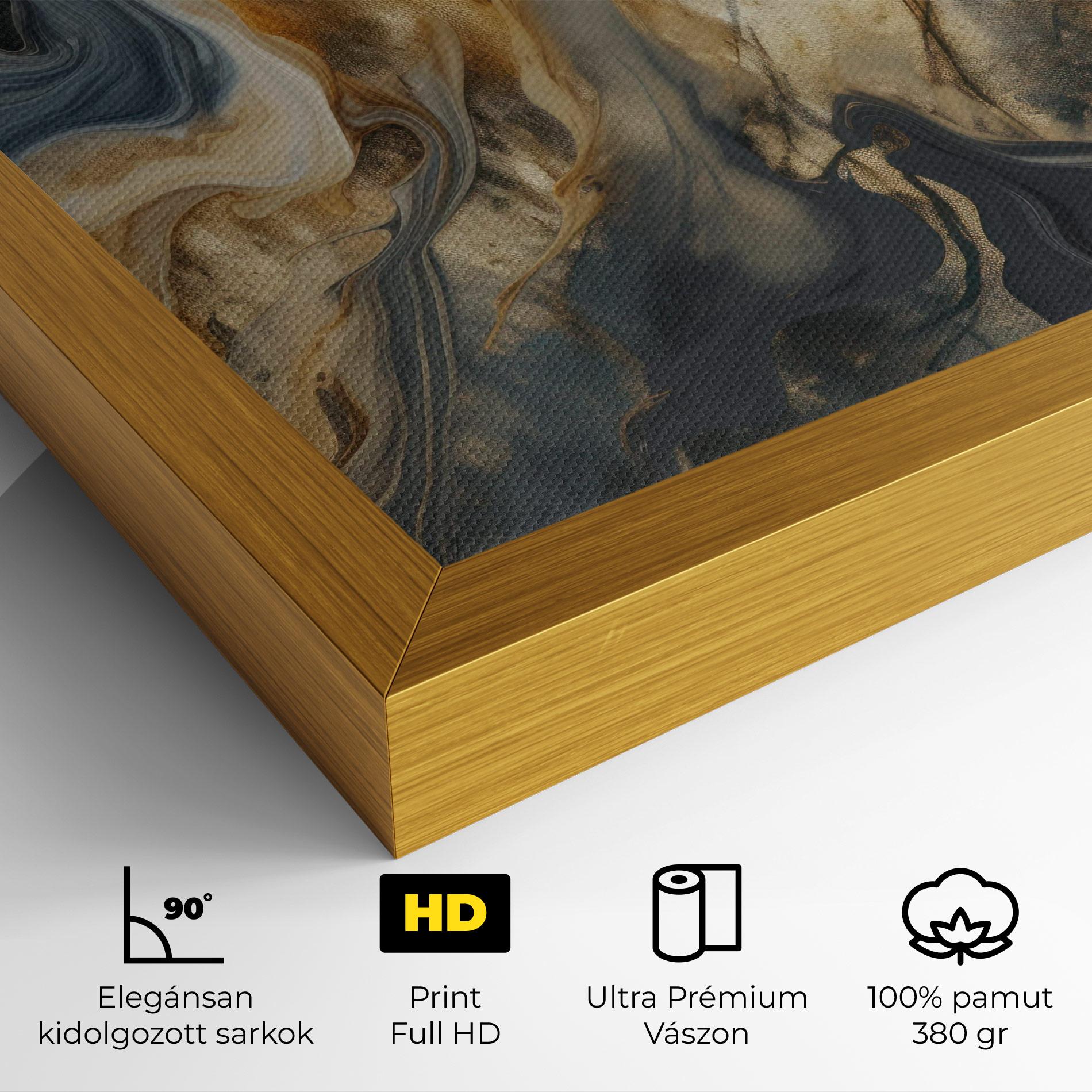 Vászonkép Grey Gold Liquid Marble mockup 4