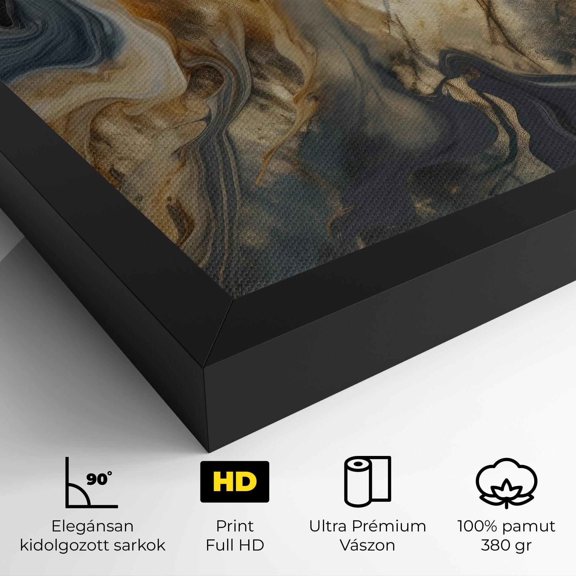 Vászonkép Grey Gold Liquid Marble mockup 4