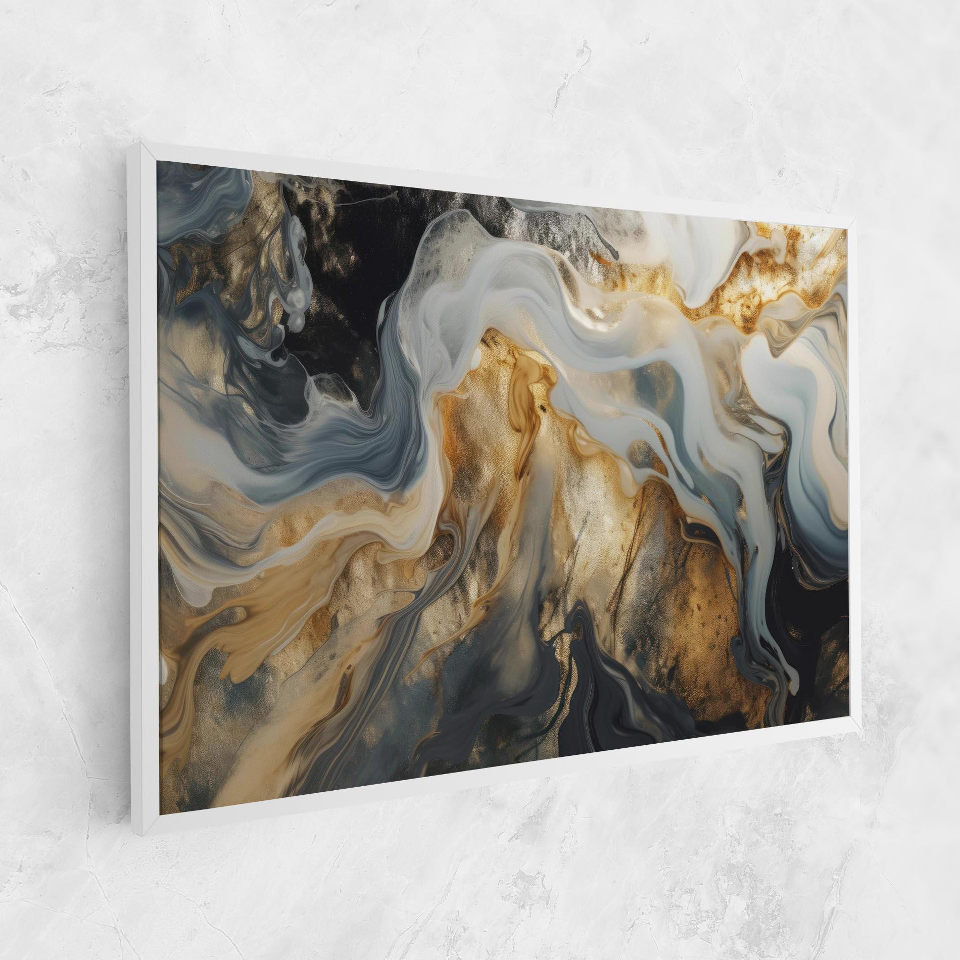 Vászonkép Grey Gold Liquid Marble mockup 1