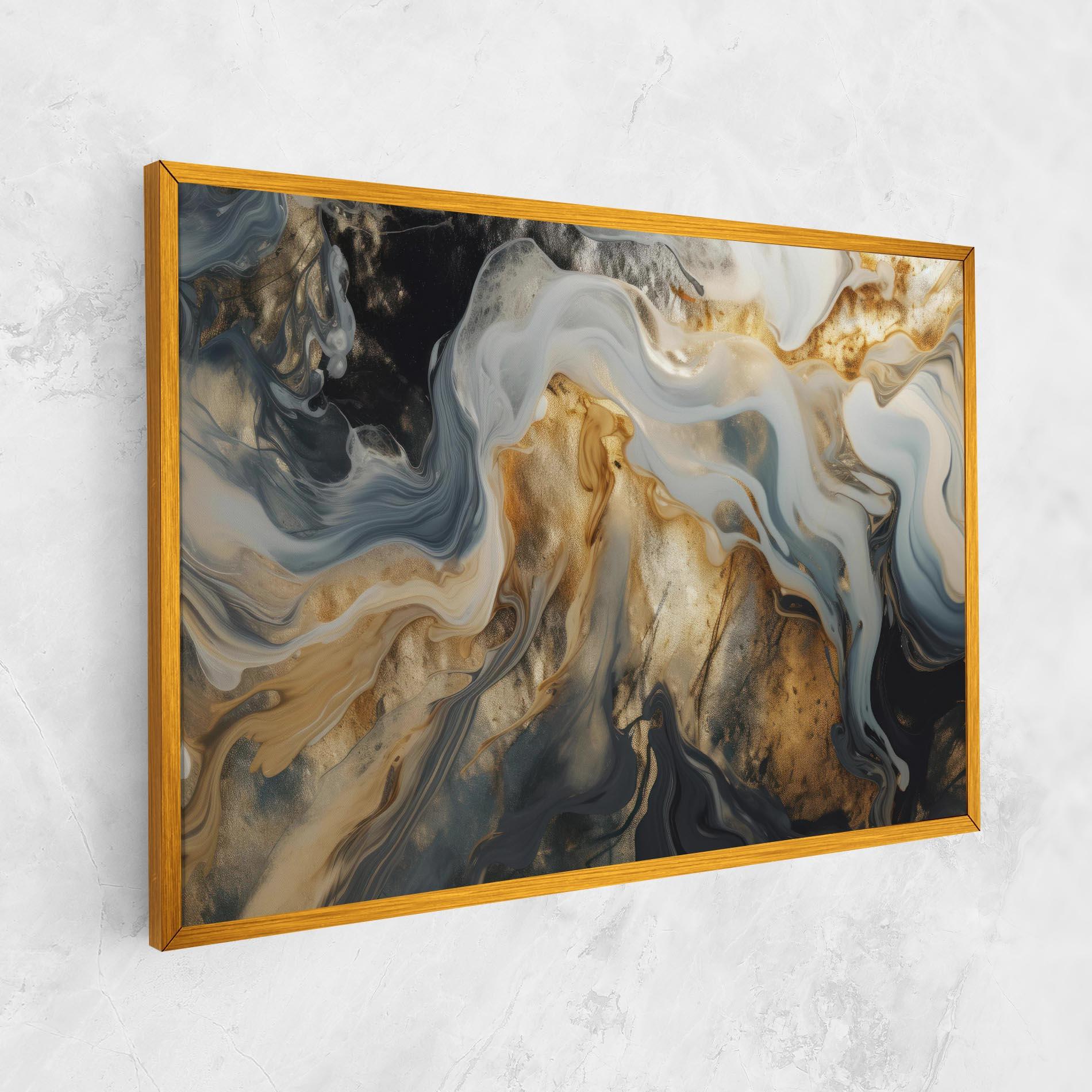 Vászonkép Grey Gold Liquid Marble mockup 1