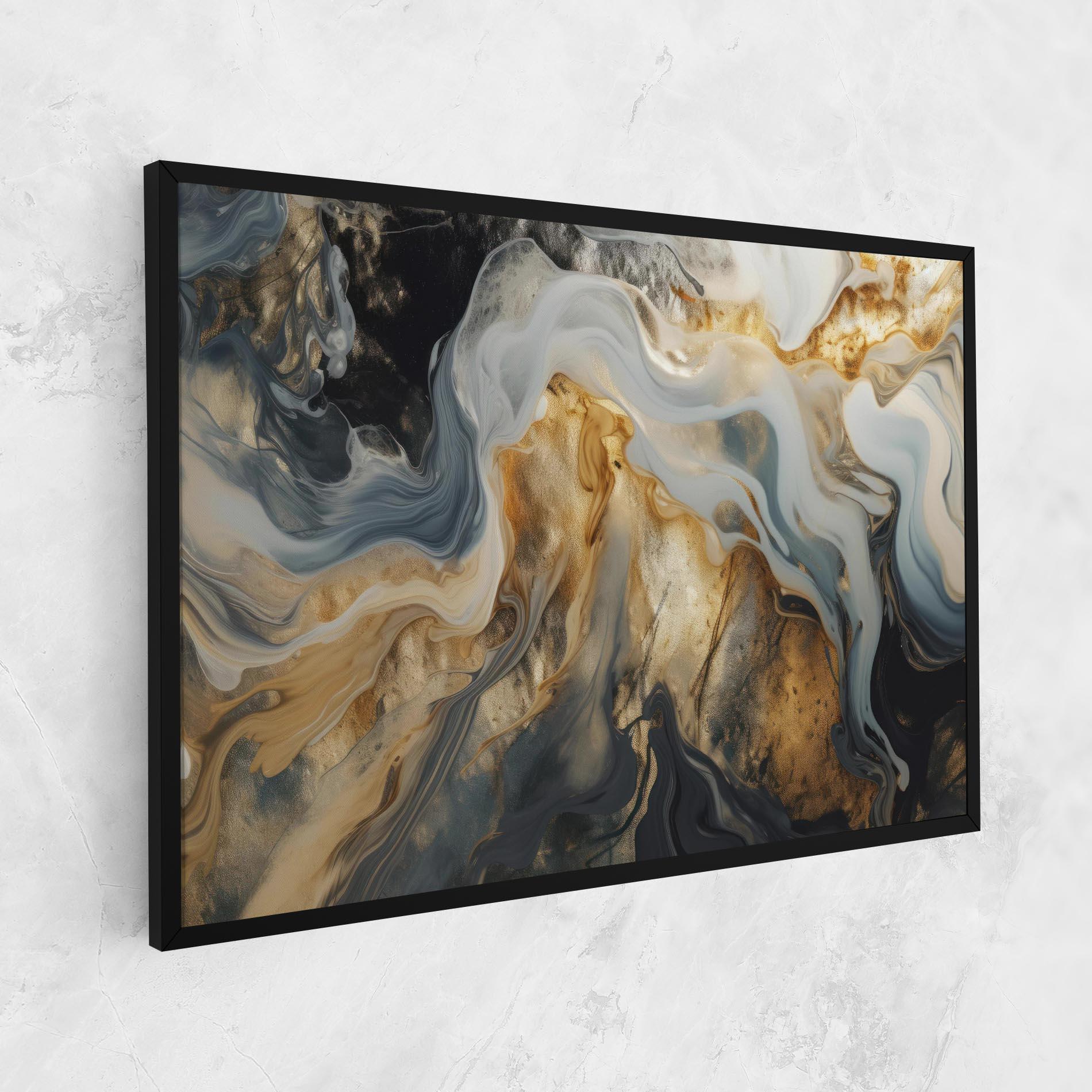 Vászonkép Grey Gold Liquid Marble mockup 1