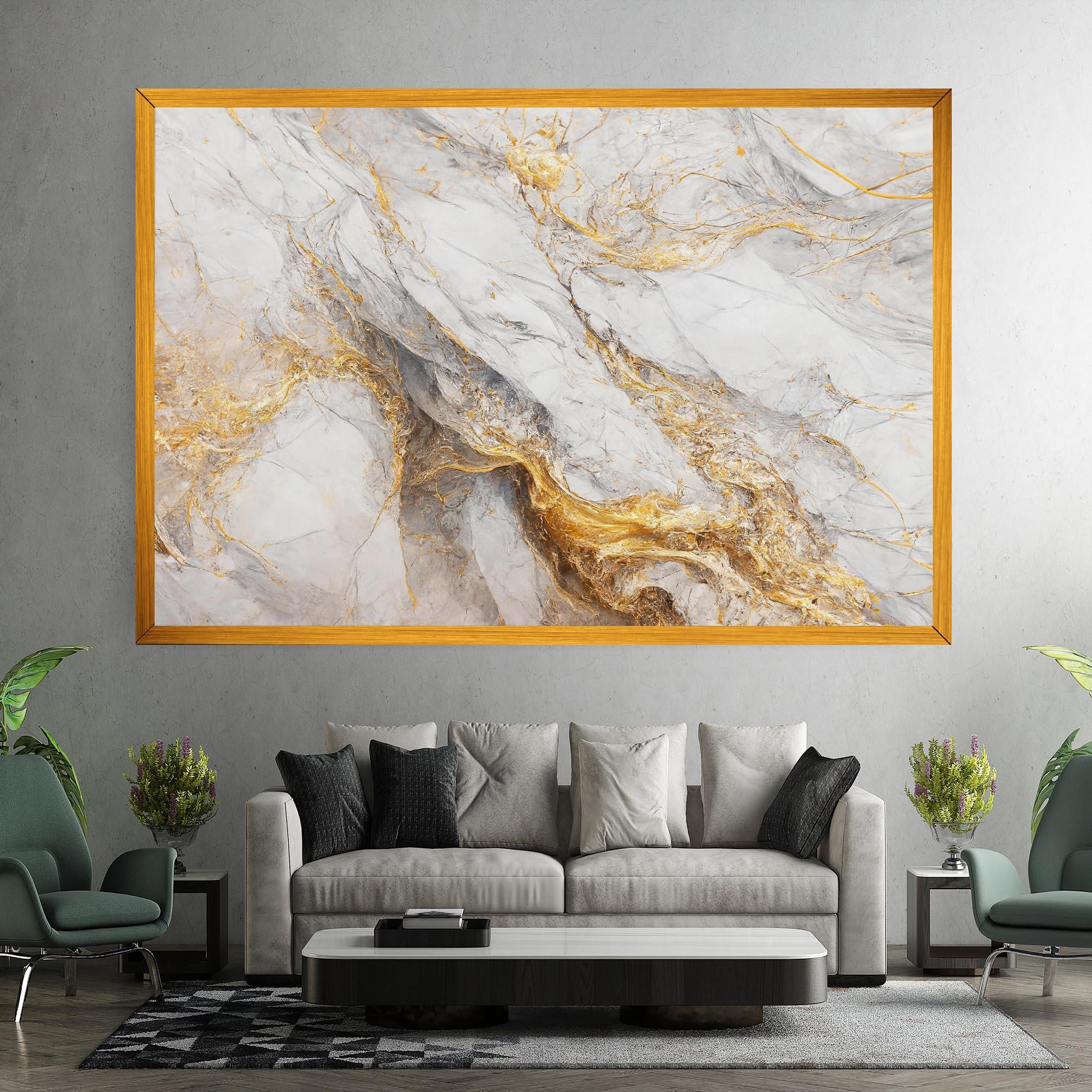 Vászonkép Gold Liquid Grey Marble mockup 7