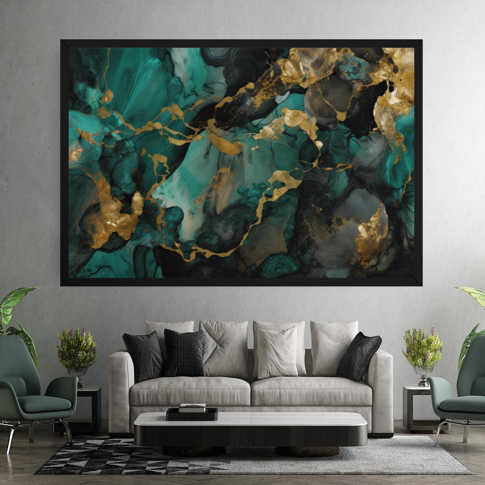 Dark Green Golden Marble mockup 7