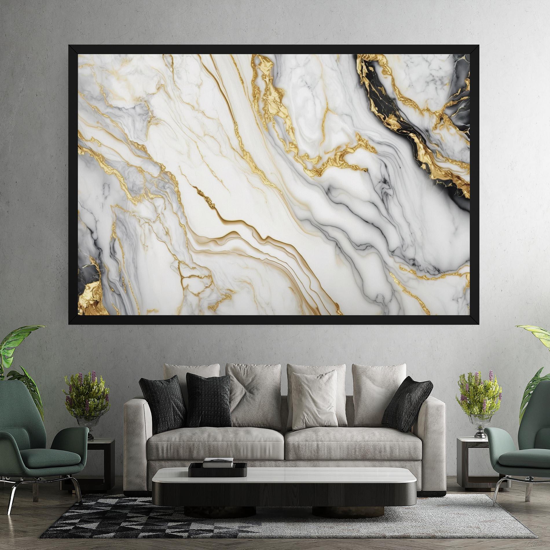 Vászonkép White Golden Marble mockup 7
