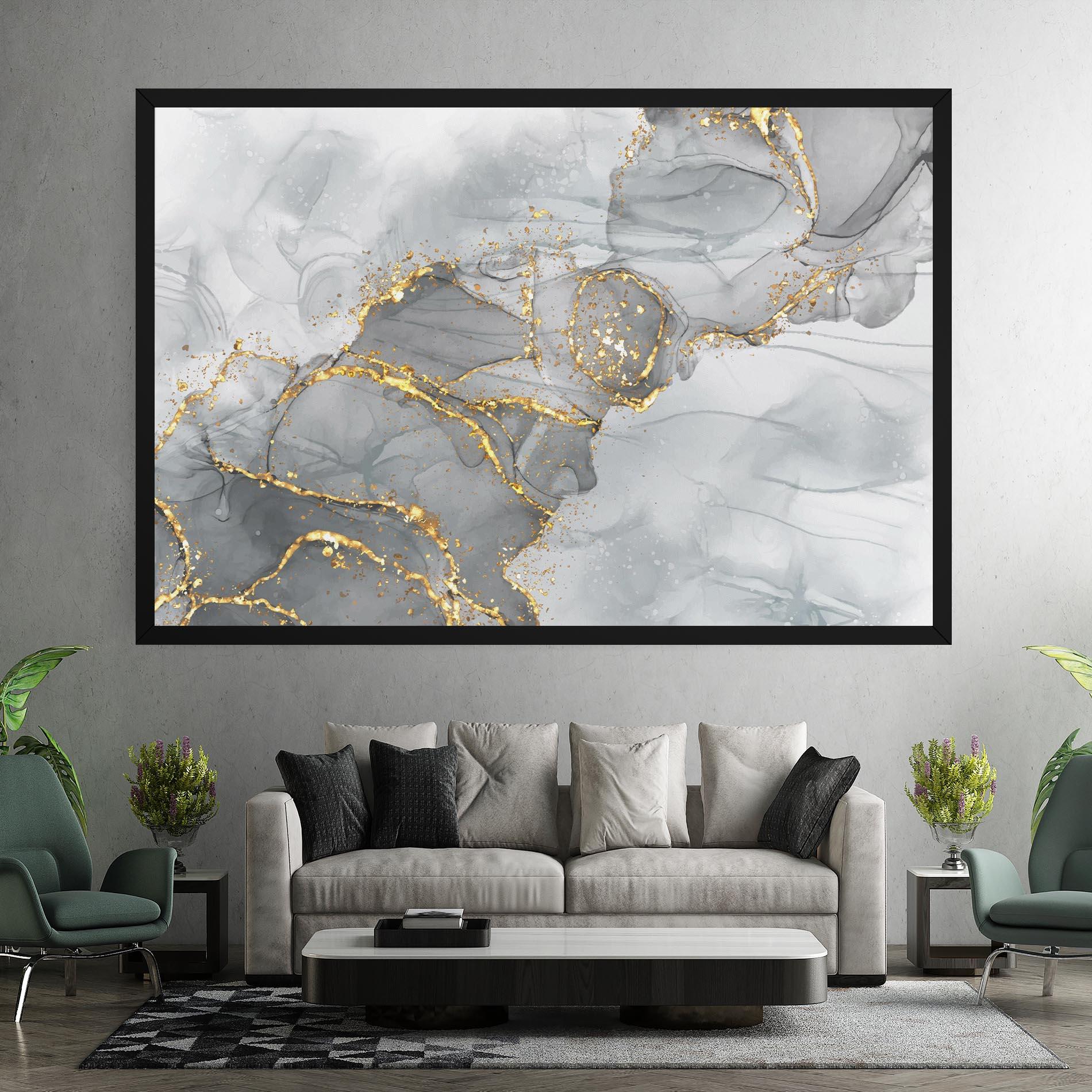 Vászonkép White Ink Marble mockup 7