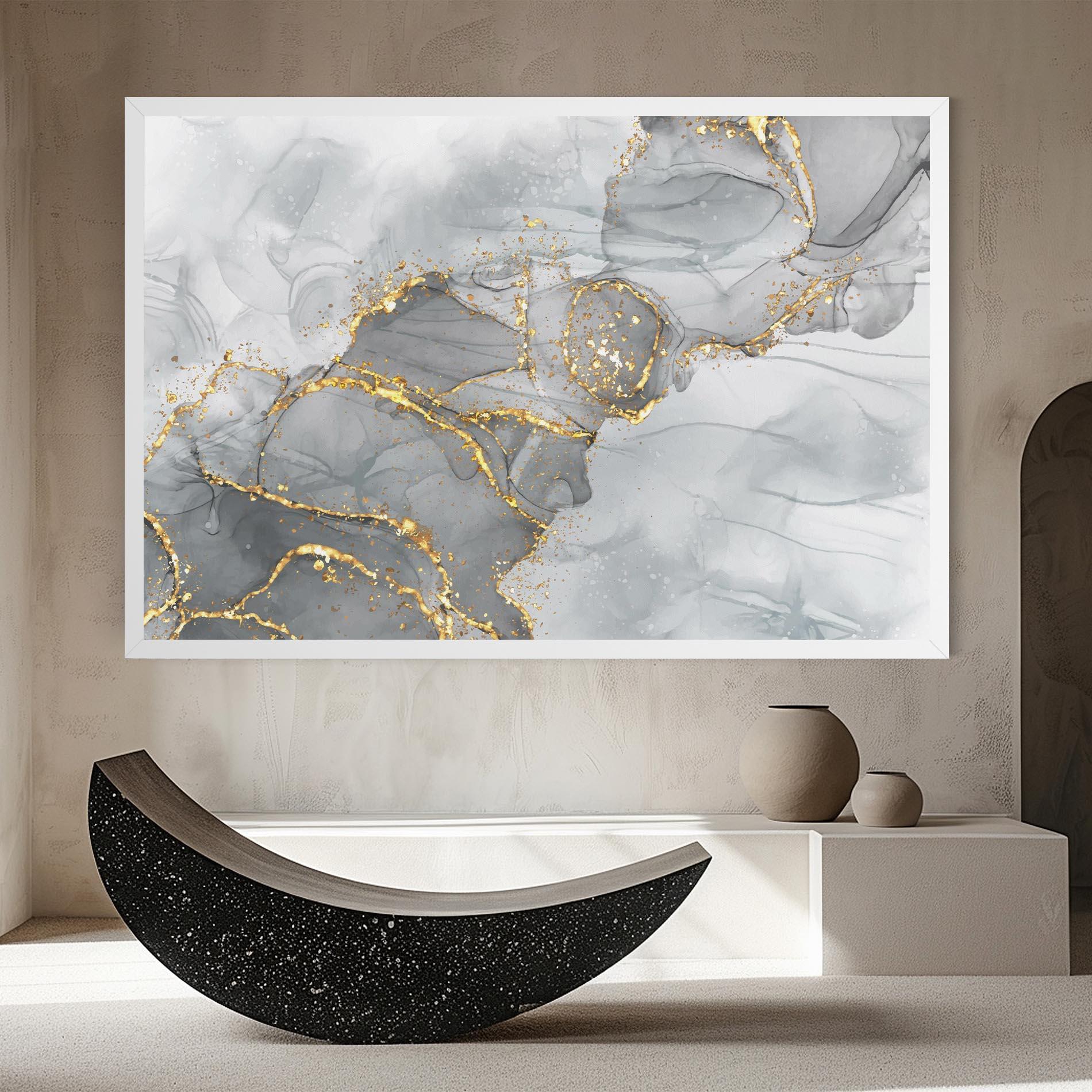 Vászonkép White Ink Marble mockup 8