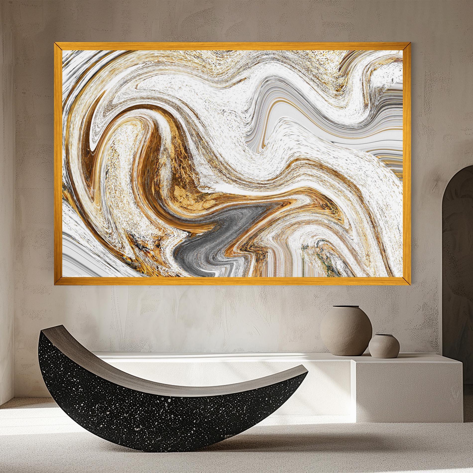 Vászonkép Gold White Liquid mockup 8