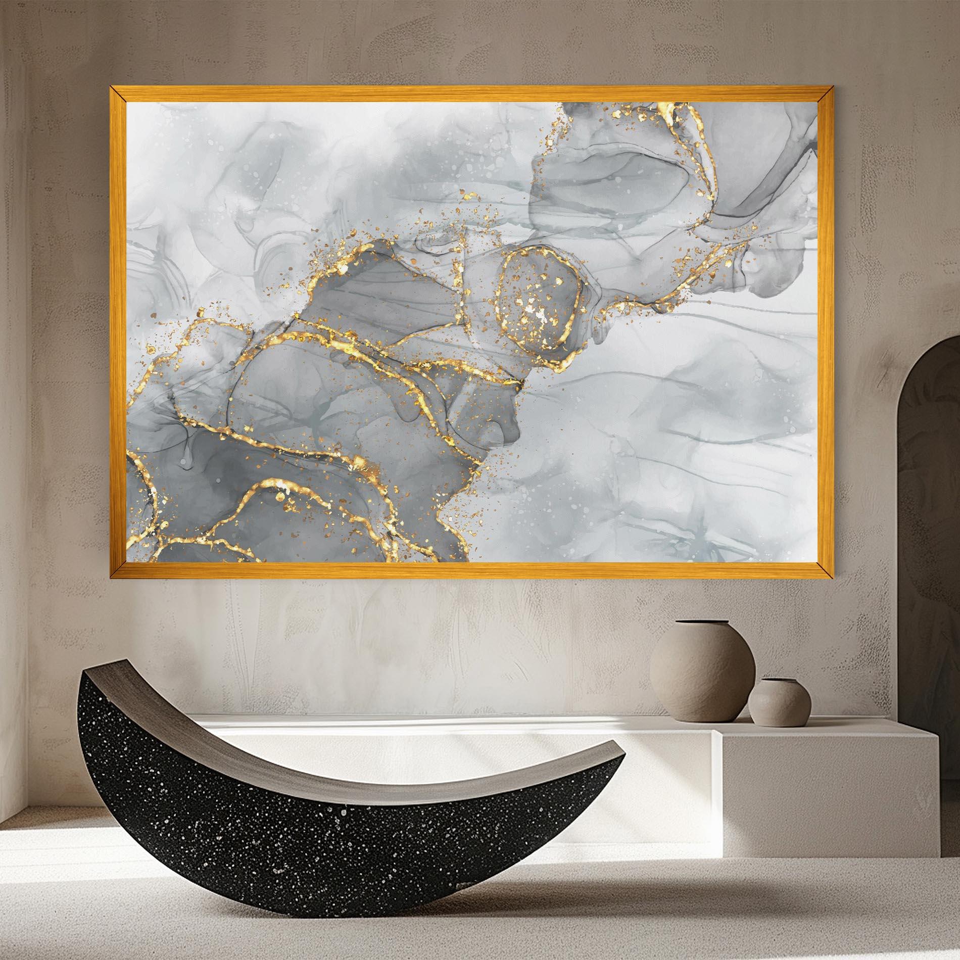 Vászonkép White Ink Marble mockup 8