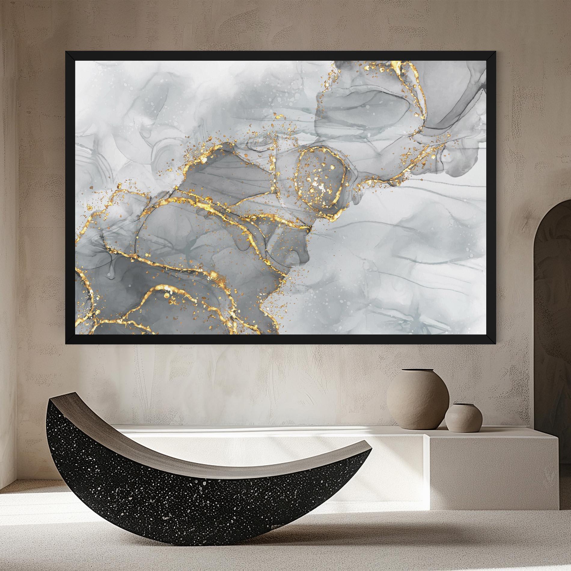 Vászonkép White Ink Marble mockup 8