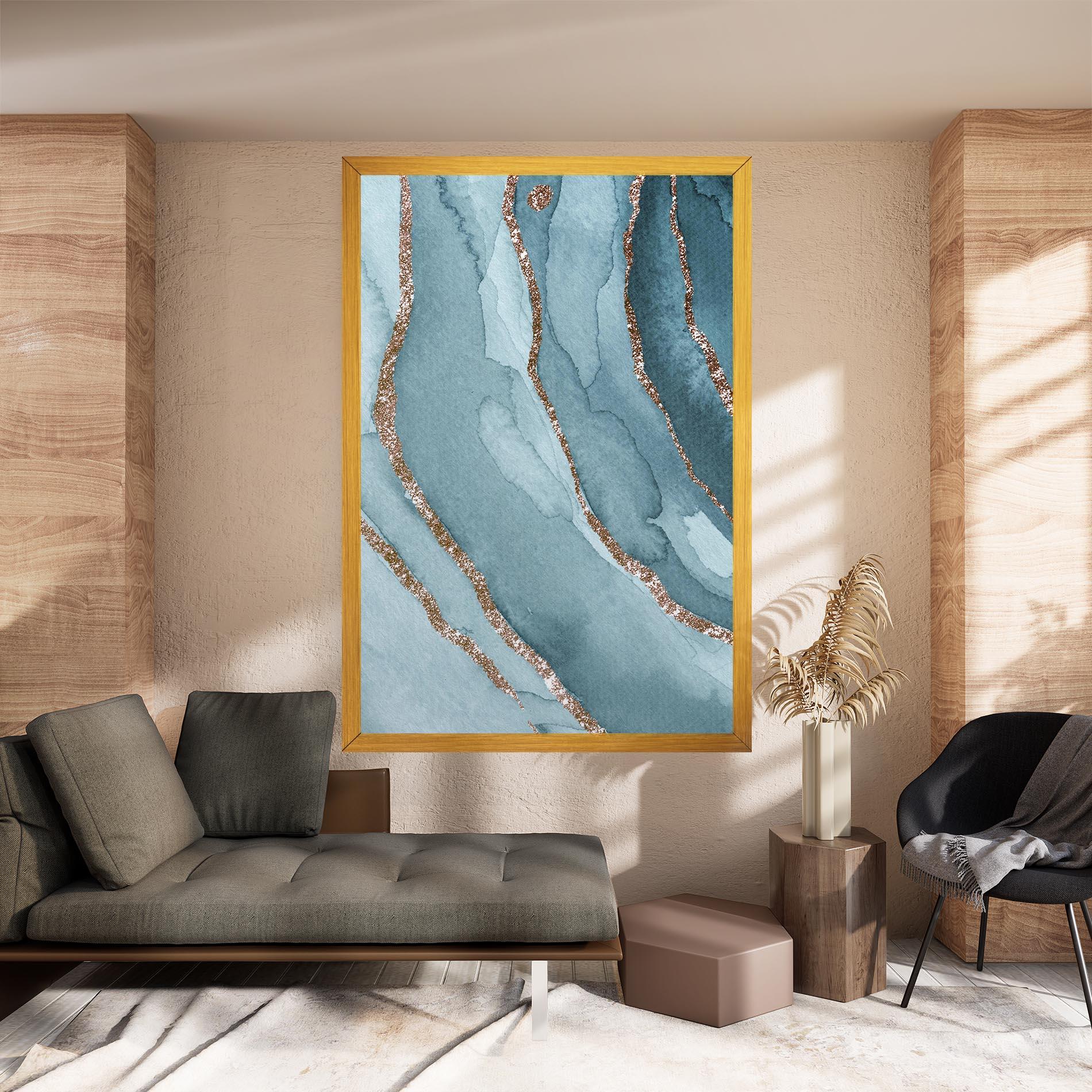 Vászonkép Blue Golden Glitter mockup 8