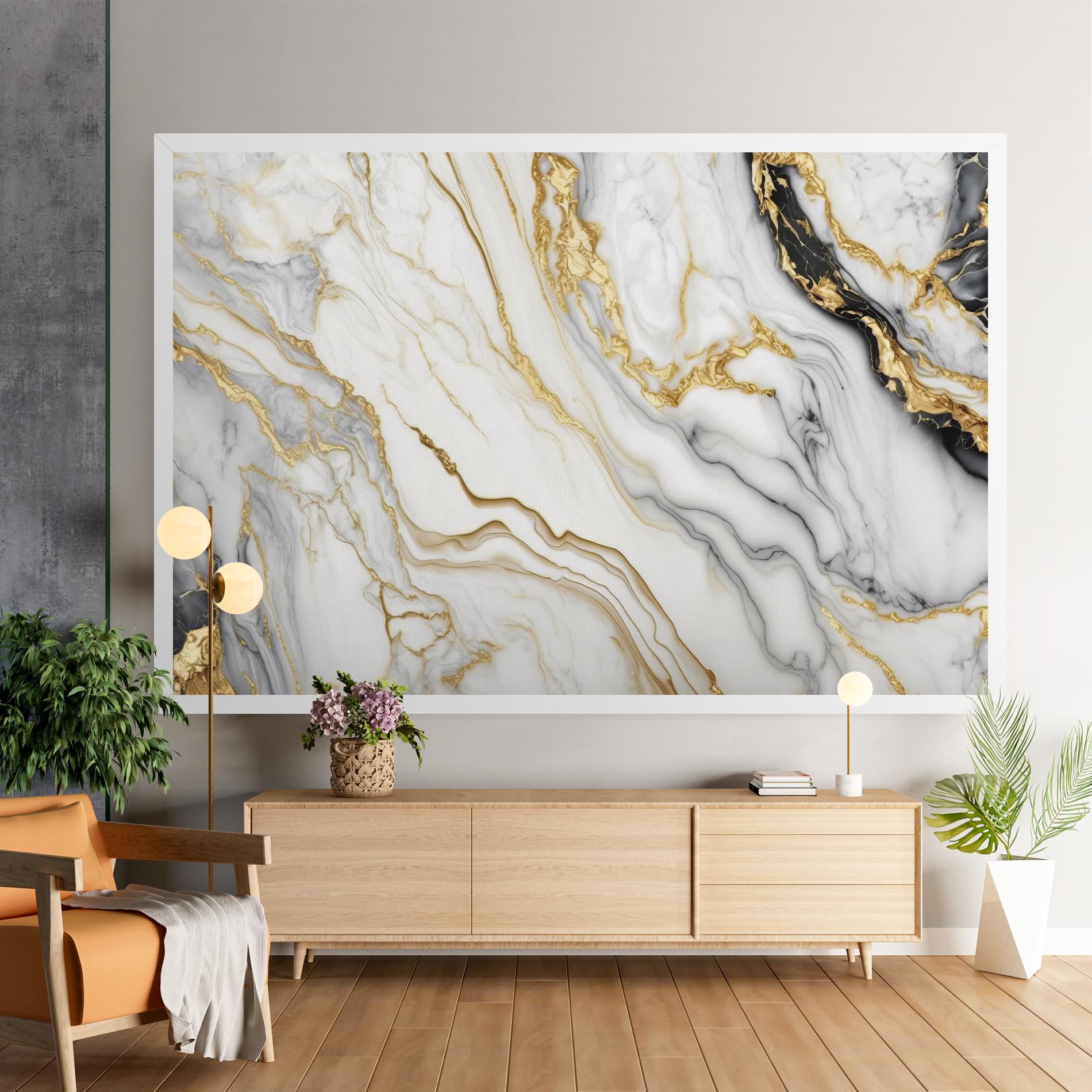 Vászonkép White Golden Marble mockup 9